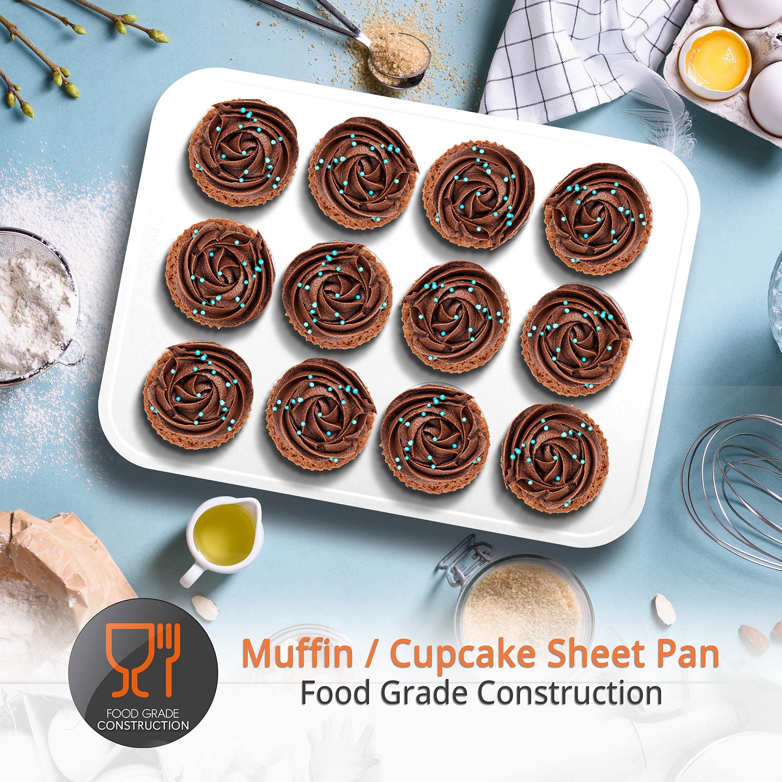 Nutrichef 6-Piece Baking Pan Set, Premium Carbon Steel Bakeware With Durable Ceramic Non-Stick Coating - Includes Wide Baking Pa