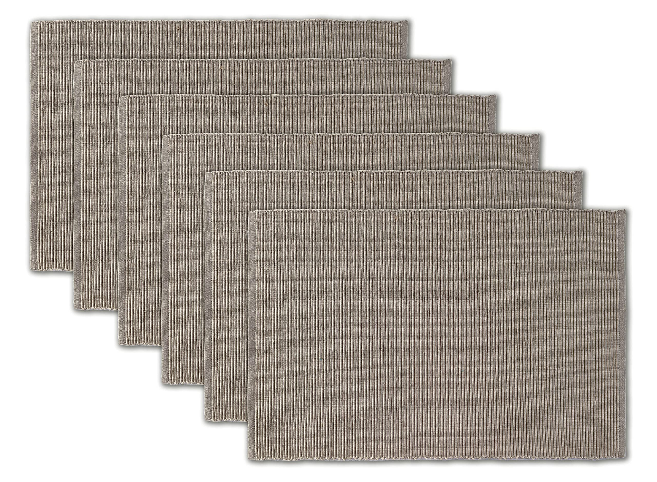 Avka Studio 100% Cotton Ribbed Placemats - Set Of 4-13 X 19 Inches - Taupe - Everyday Cloth Table Mats - Thick Construction, Was