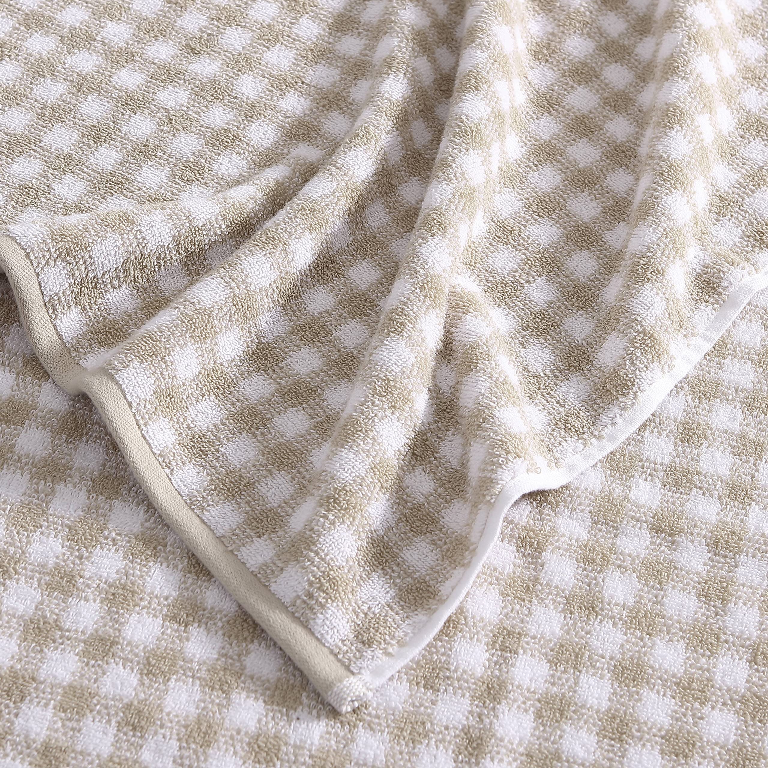 Laura Ashley- Towel Set, Absorbent & Fade Resistant Cotton Towels, Farmhouse Bathroom Decor (Ginny Beige, 3 Piece)