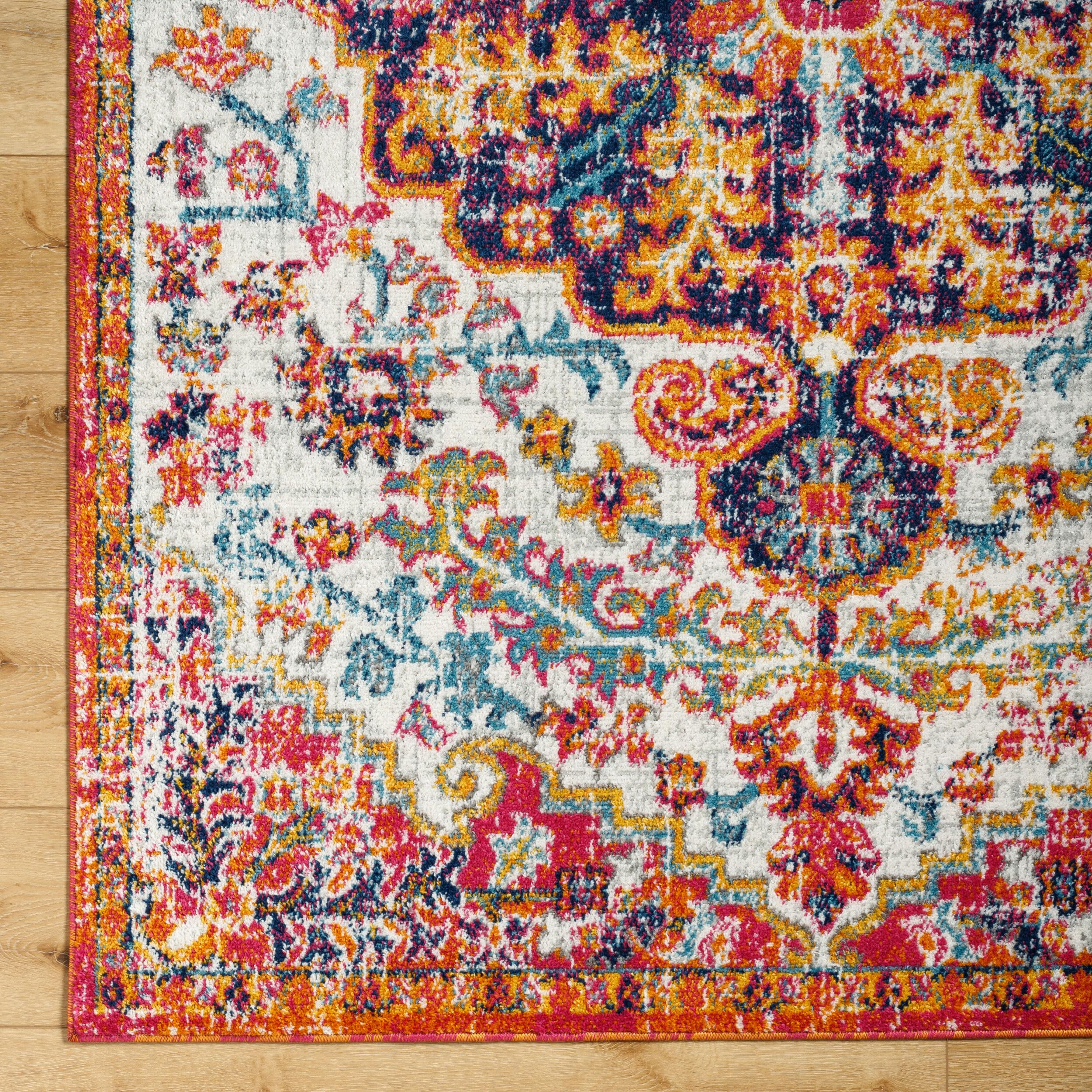 Livabliss Area Rugs - 4x6 Odelia Vintage Boho Beige Mustard Gray Area Rug for Living Room Bedroom - Floral Medallion Stain Resis