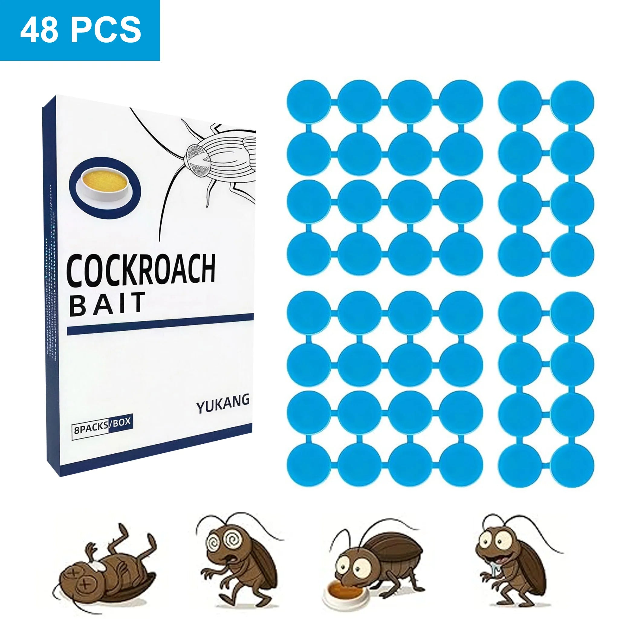 48 Pcs Roach Bait Killer Station Natural Insect Repellent Strong Cleaning Effect Long Lasting Easy to Use