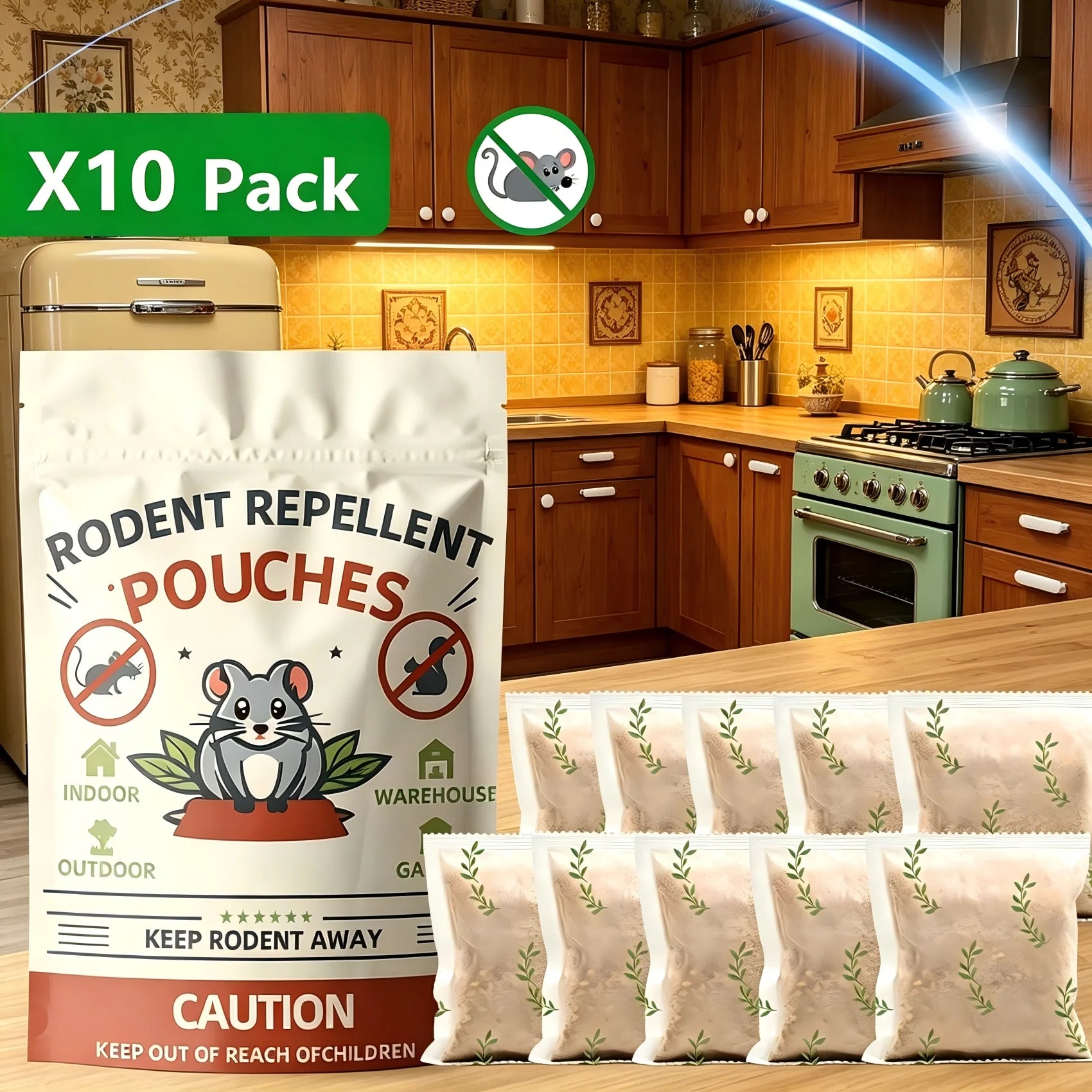 10P-Rodent Repellent, Mice Repellent, Peppermint Rat Repellent, Keep Rodents Out of House/Cars/Rvs/Garages, Natural Mouse Repellents, Indoor & Outdoor 3 Months Protection