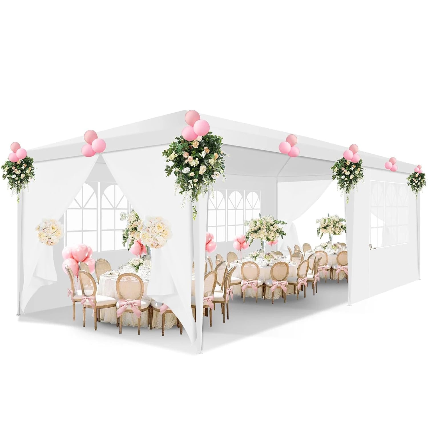 10x10/10X20/10x30FT Party Tent Outdoor Canopy Tent with Sidewalls Upgrade Removable, White Tents for Parties Waterproof