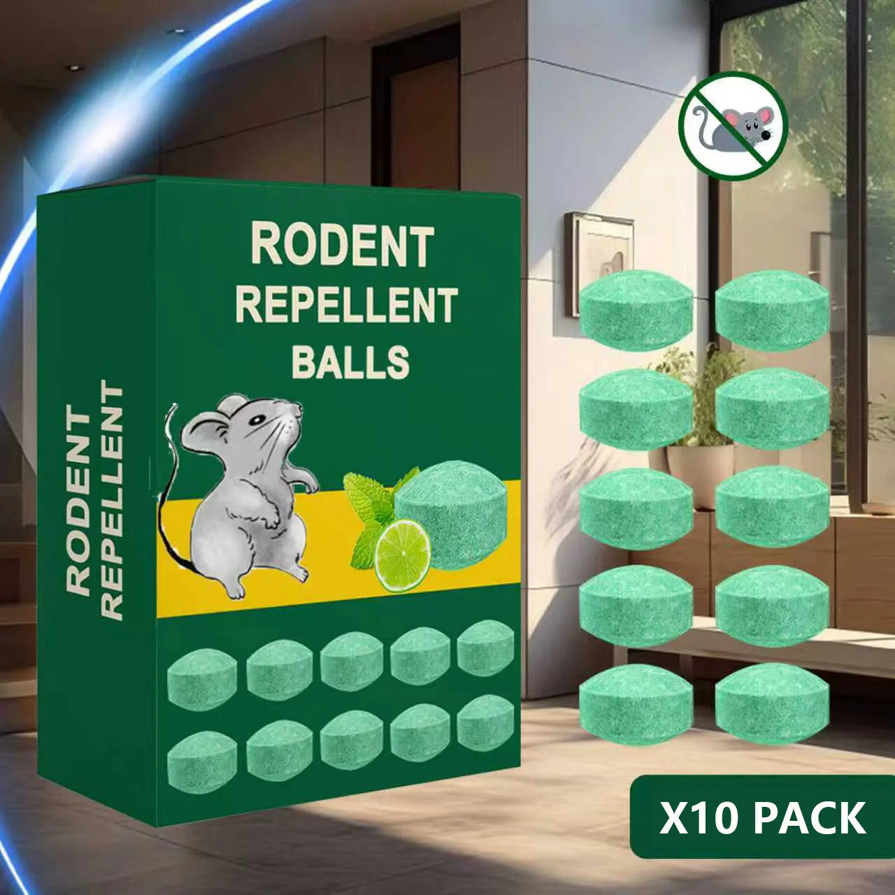Mouse Rodent Repellent, 10 Pack Peppermint Lemon Mice Repellent for Squirrel Rats Spider Pests, Natural Deterrent for Kitchen, Warehouse, Car, Indoor, Outdoor