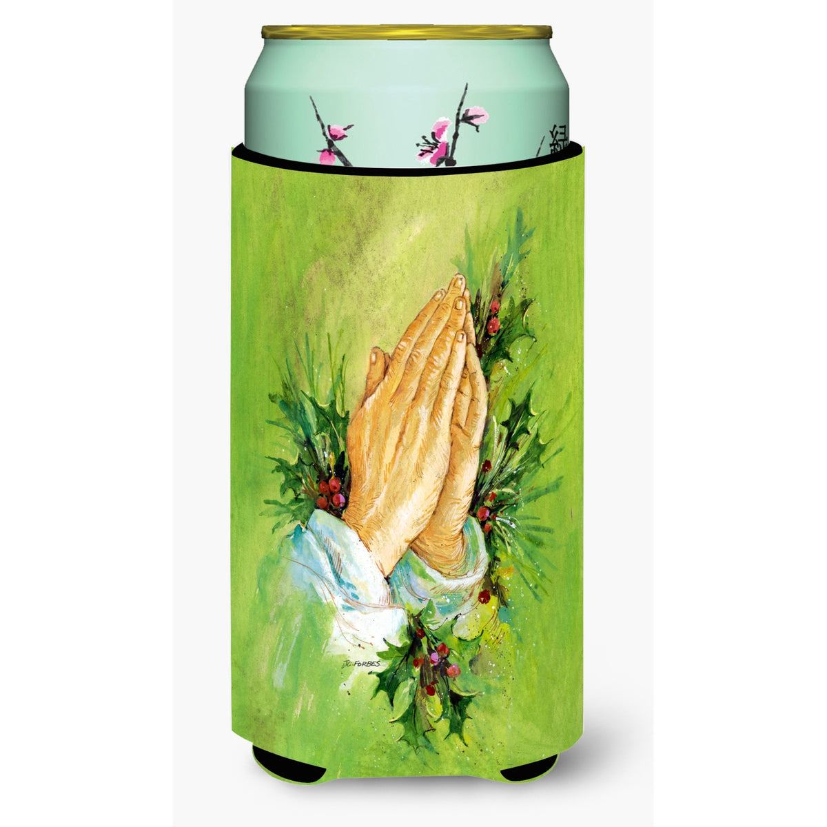 'Caroline'S Treasures Praying Hangs With Holly Leaves Tall Boy Koozie Hugger, Multicolor''