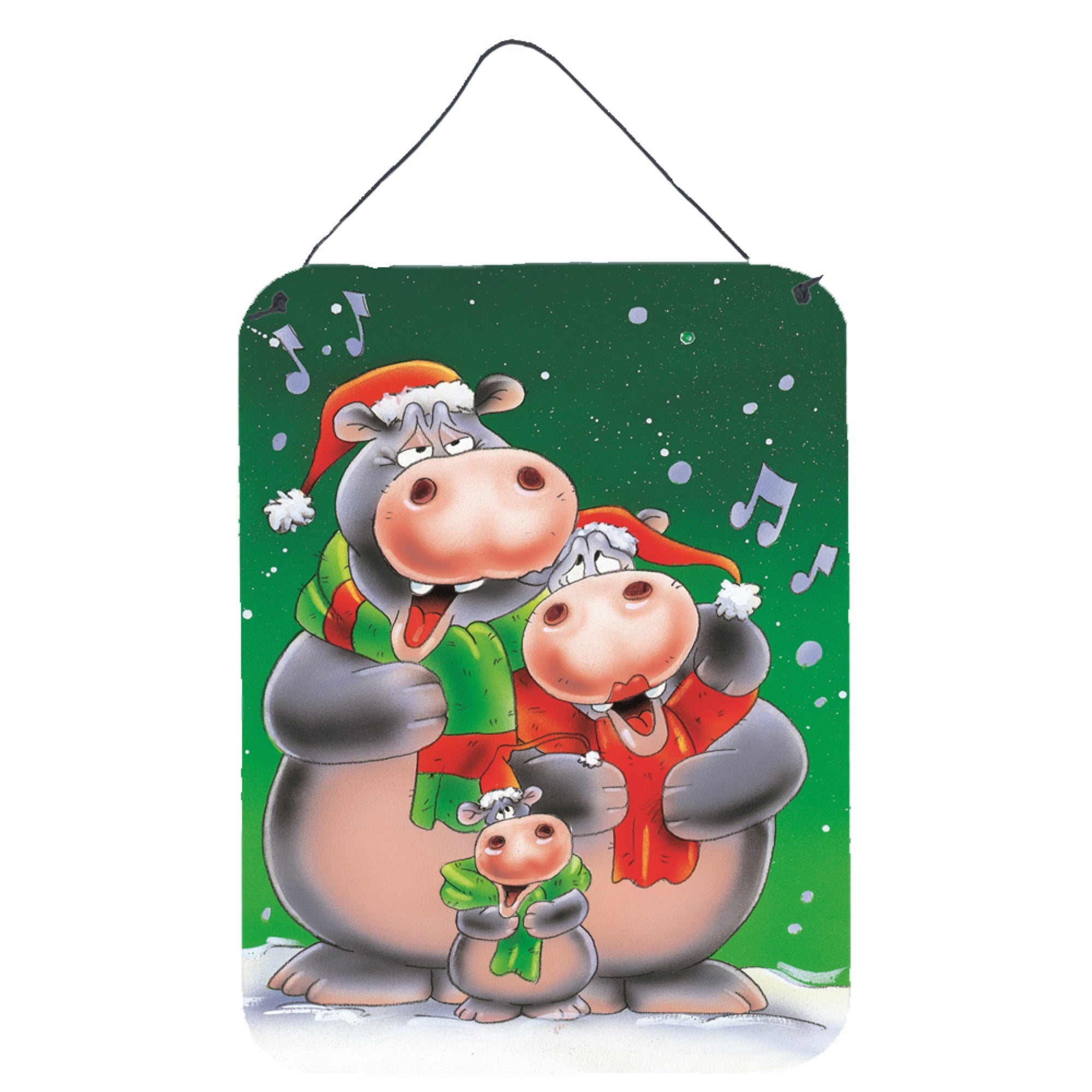 'Caroline'S Treasures Hippo Family Caroling Wall Or Door Hanging Prints Aah7195Ds1216, 16Hx12W, Multicolor''