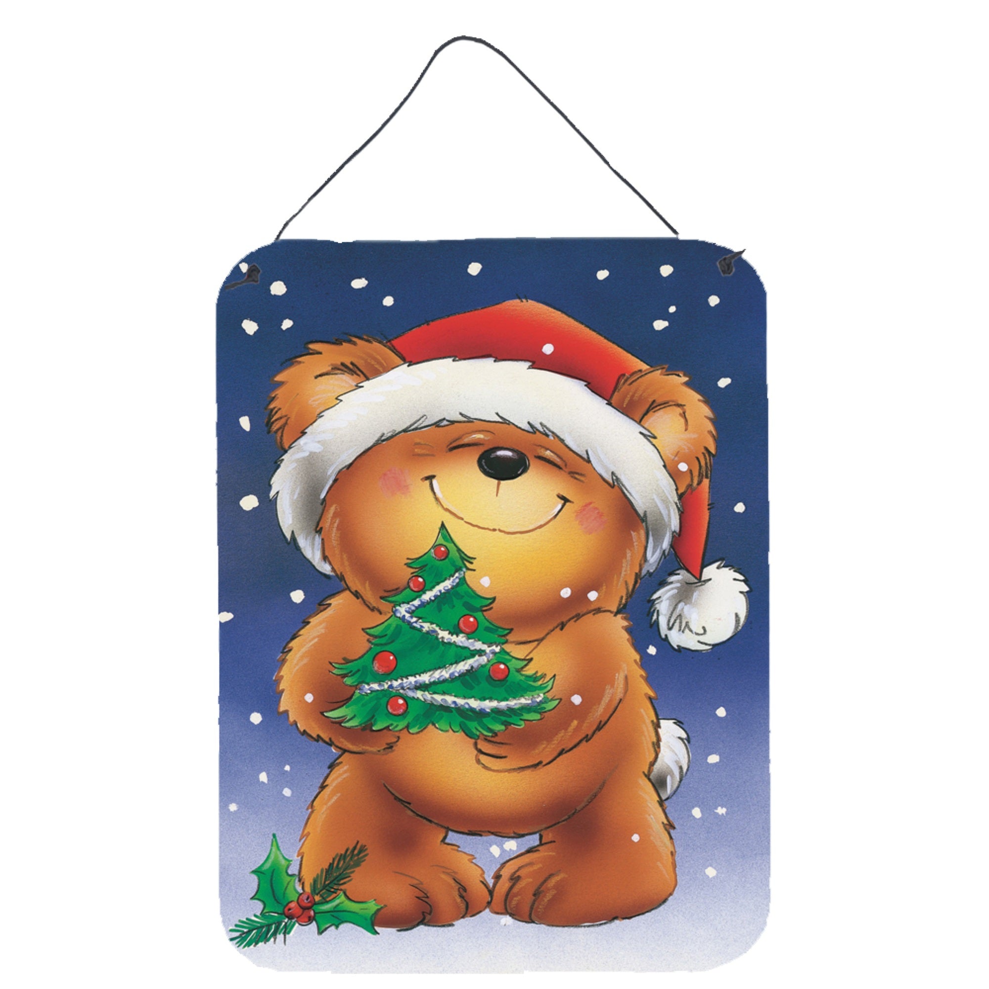 'Caroline'S Treasures Teddy Bear And Christmas Tree Wall Or Door Hanging Prints Aah7208Ds1216, 16Hx12W, Multicolor''
