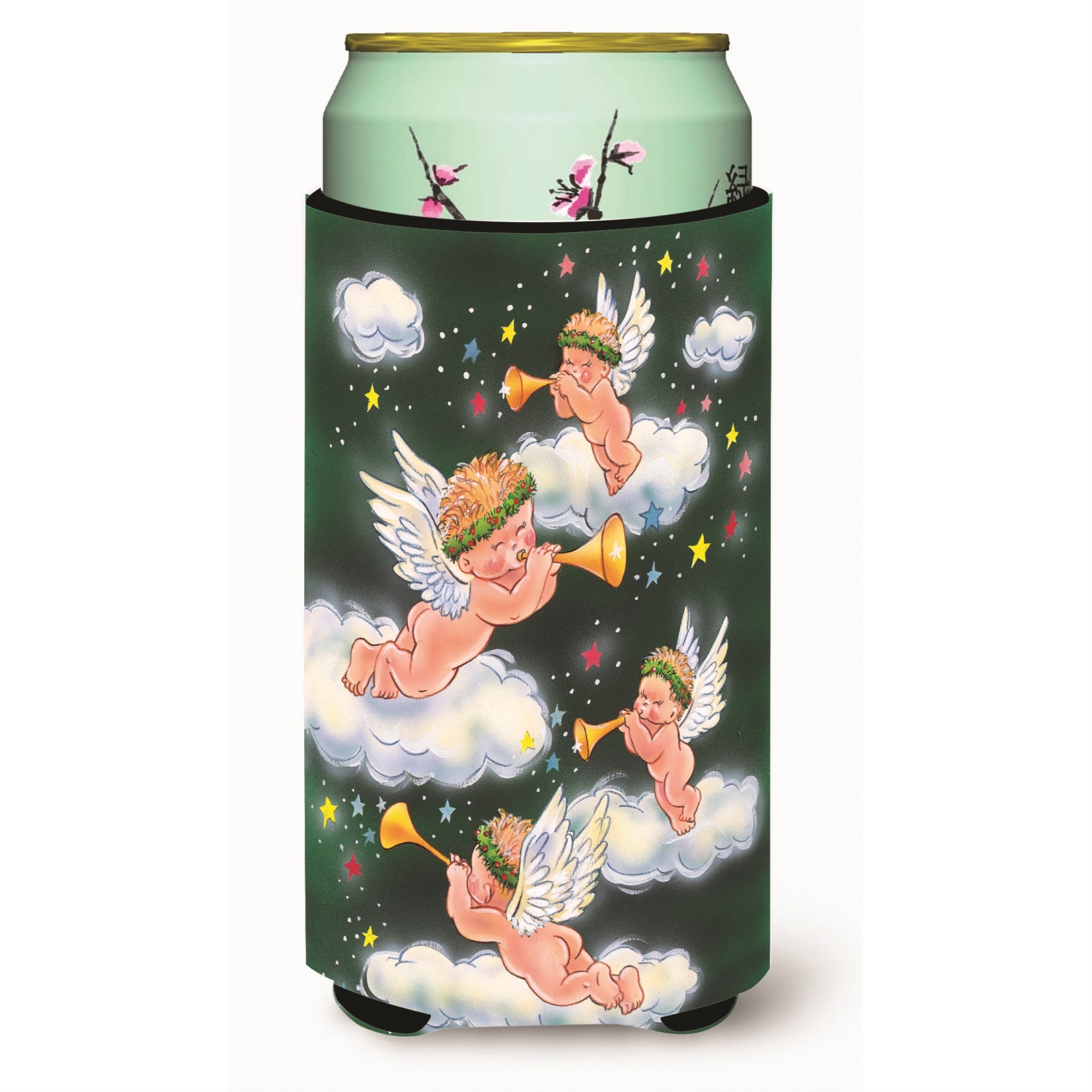 'Caroline'S Treasures Angels On Green Tall Boy Koozie Hugger, Multicolor''