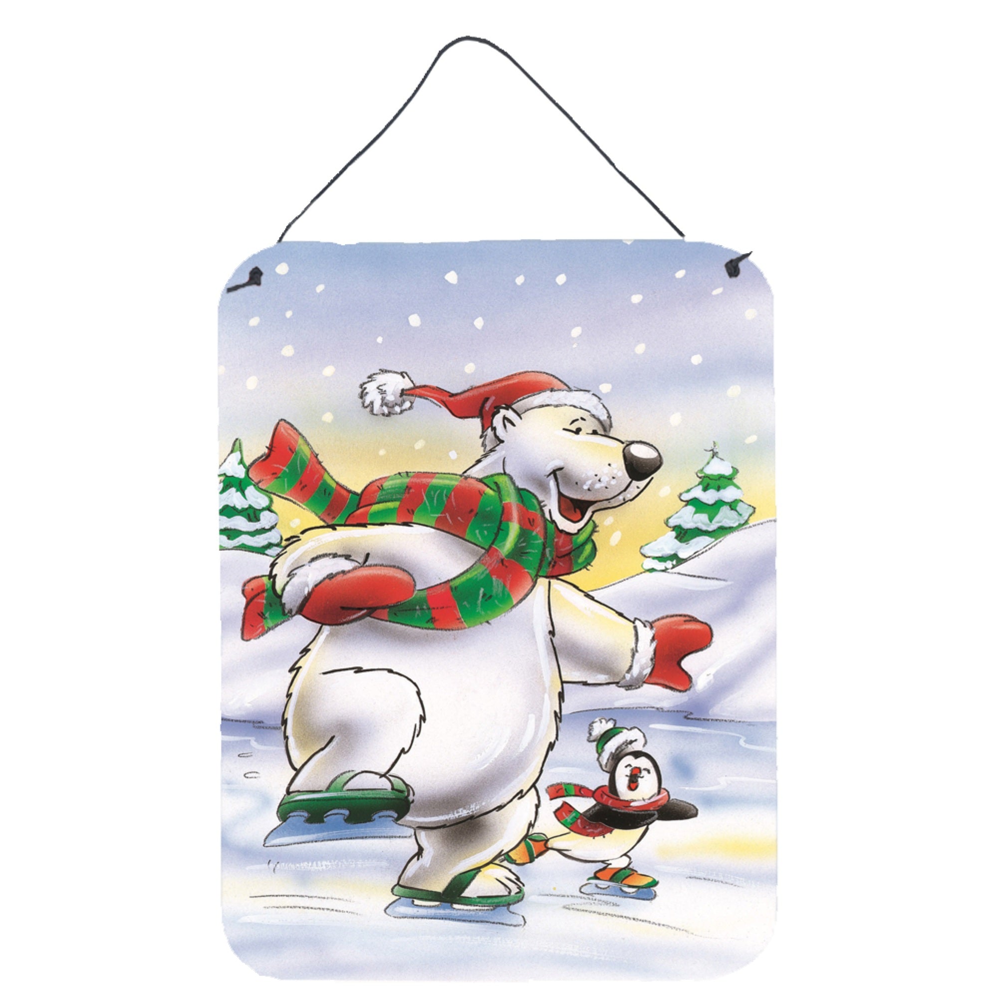 'Caroline'S Treasures Holiday Polar Bears Ice Skating Wall Or Door Hanging Prints Aah7270Ds1216, 16Hx12W, Multicolor''