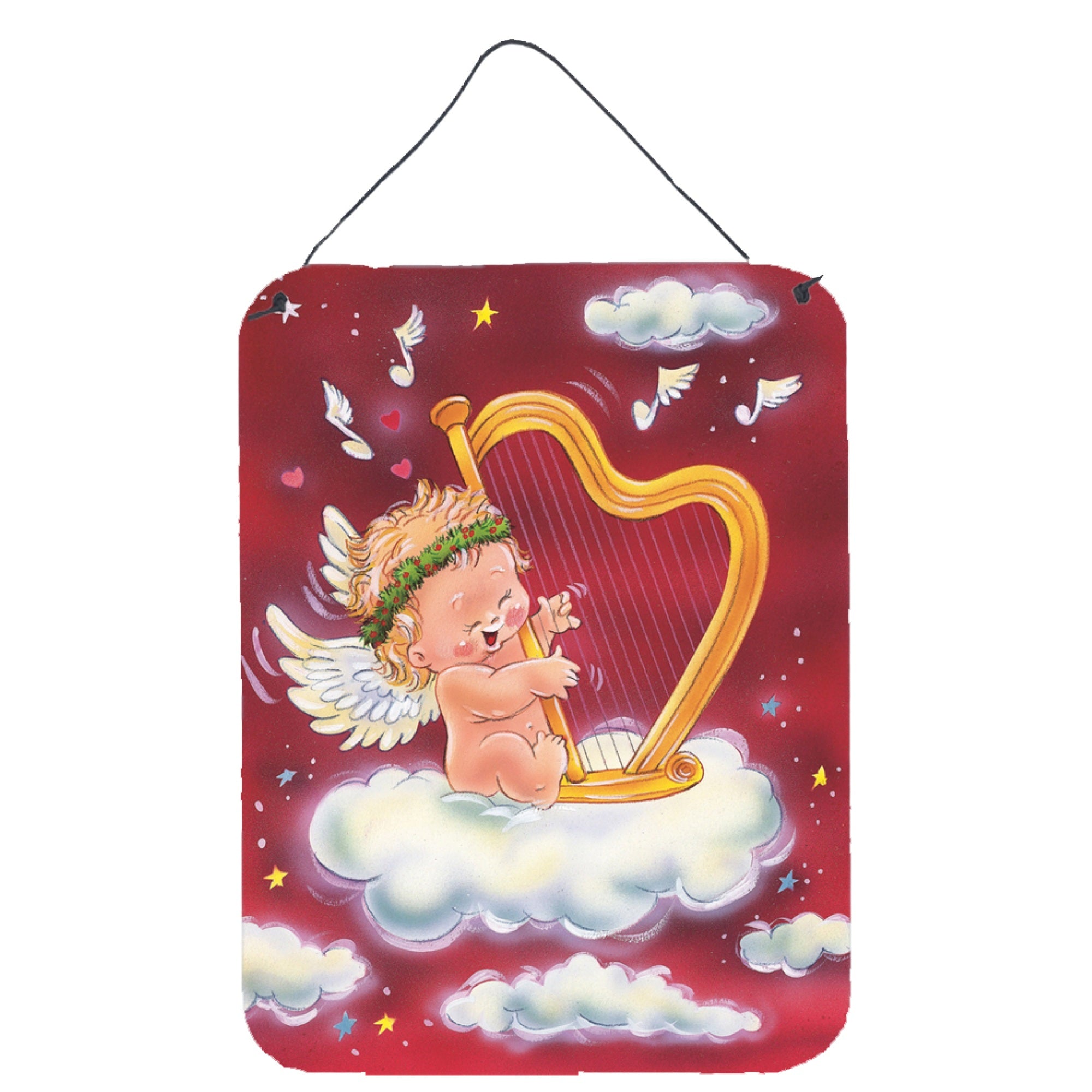 'Caroline'S Treasures Angels With Harp Valentine'S Wall Or Door Hanging Prints Aah7273Ds1216, 16Hx12W, Multicolor''