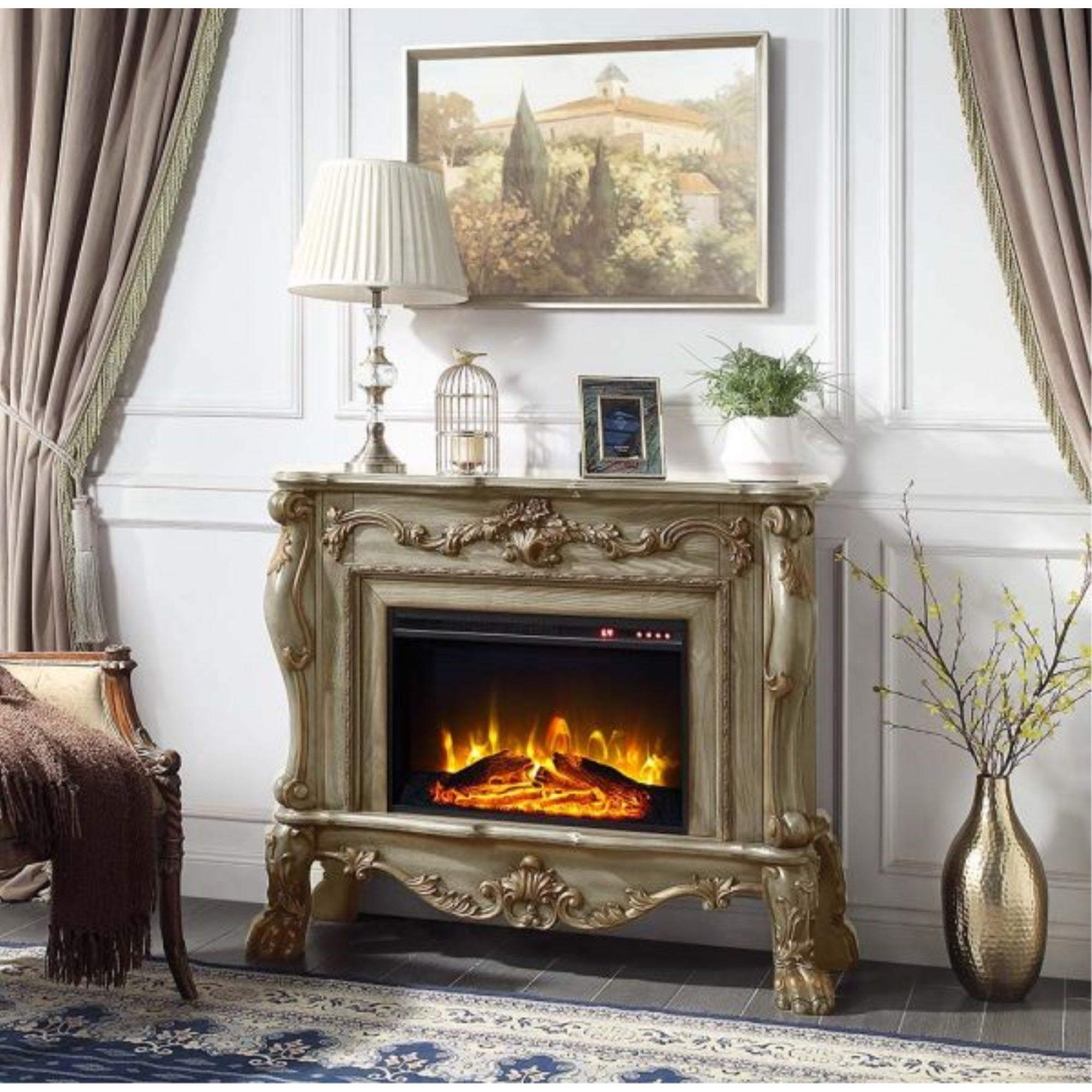 AC01308 Fireplace, Gold Patina Finish  Dresden ( 1Pc/1Ctn )