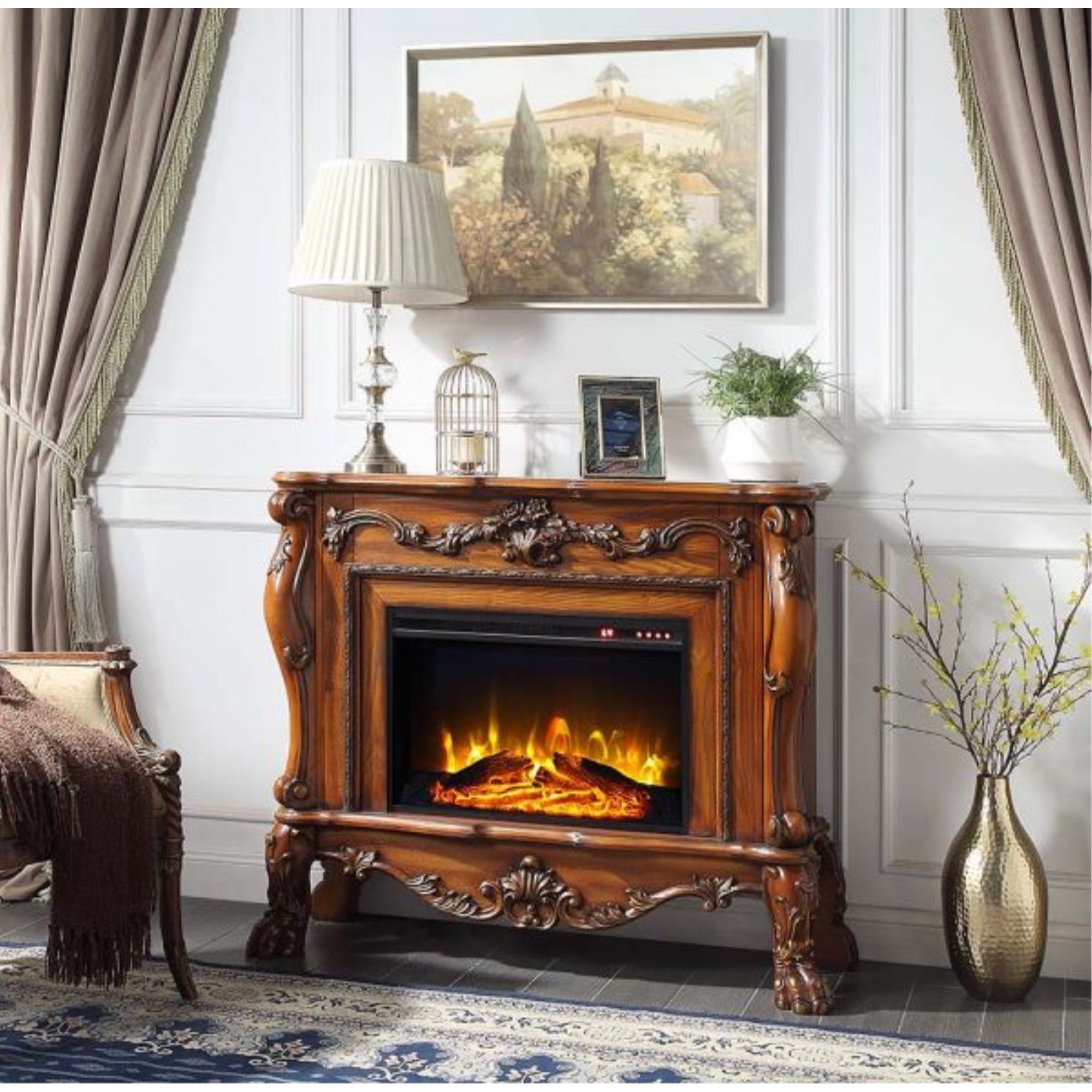 AC01309 Fireplace, Cherry Oak Finish - Dresden ( 1Pc/1Ctn )