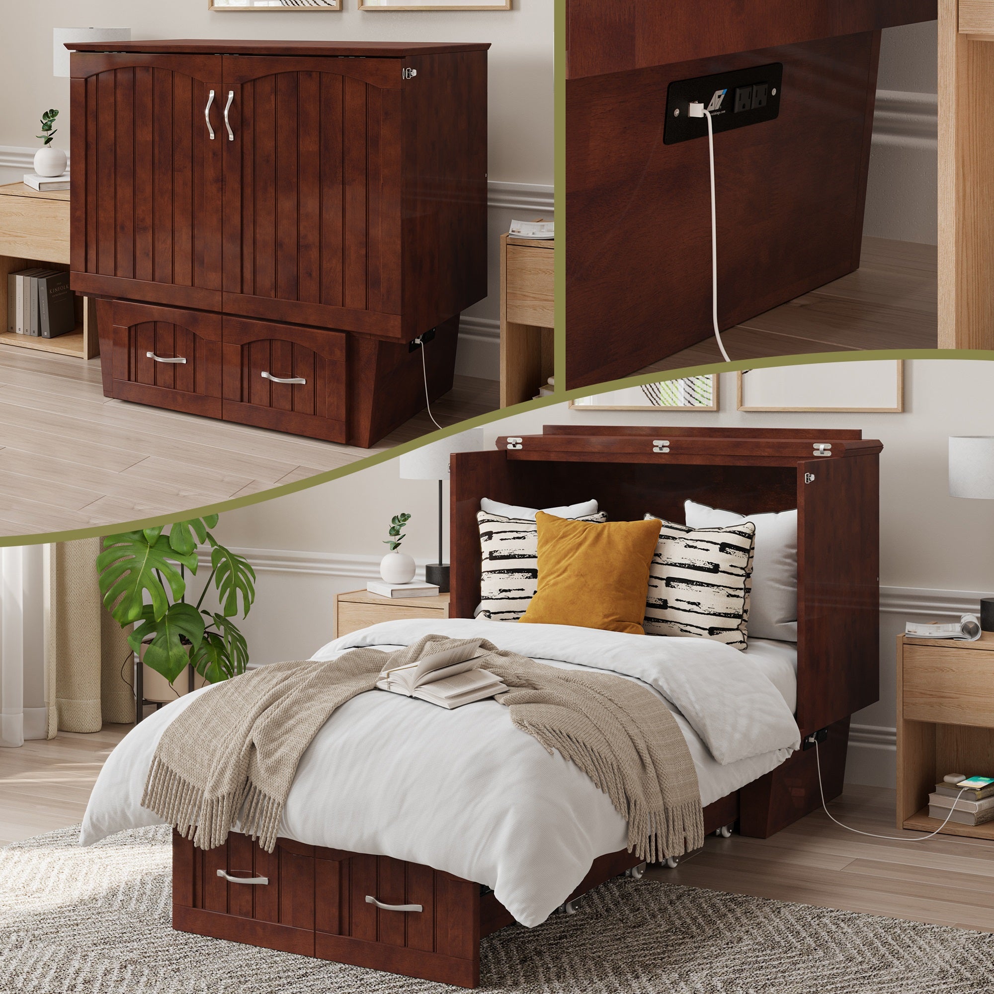 Sydney Twin Murphy Bed Chest In Walnut