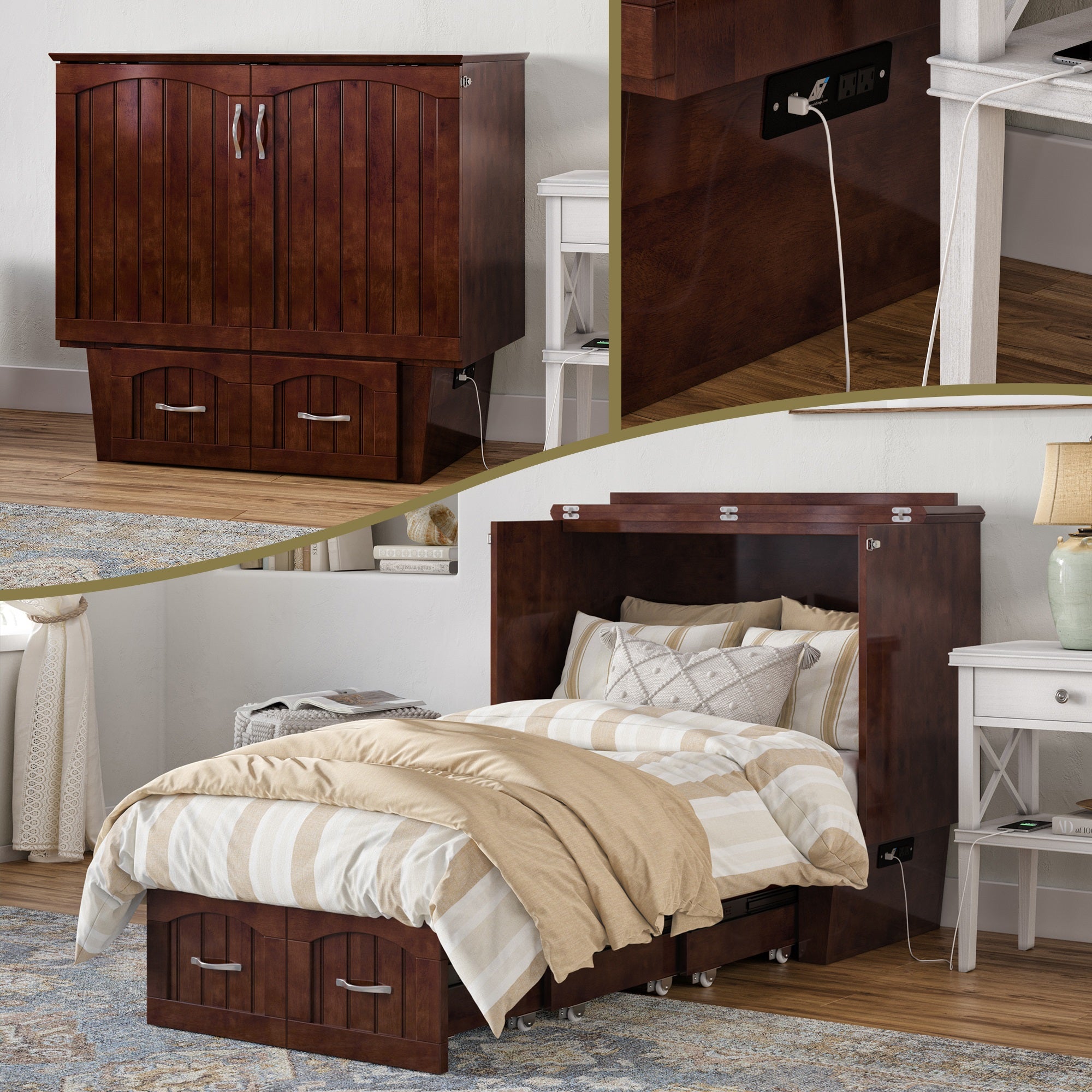 Nantucket Twin Murphy Bed Chest In Walnut