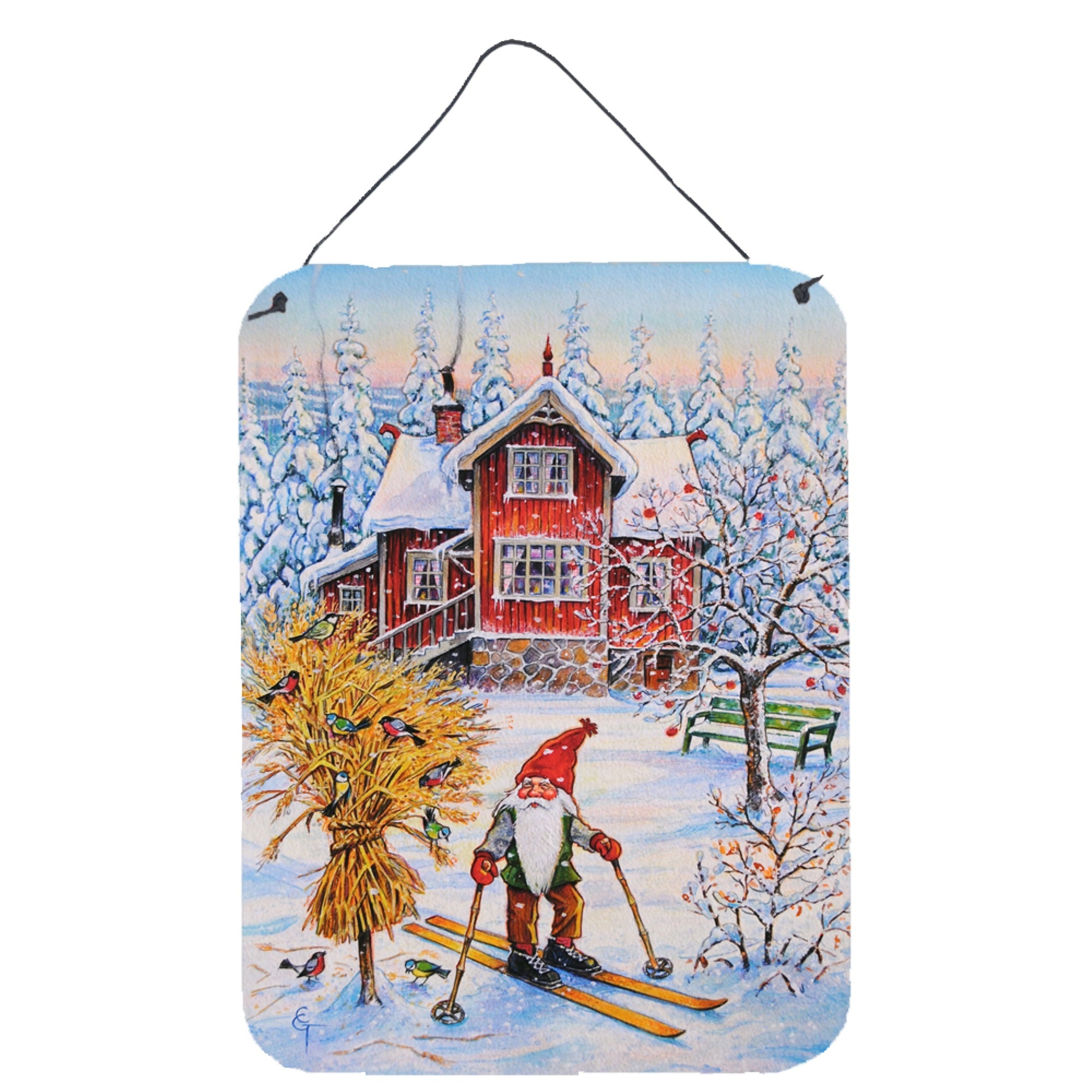 'Caroline'S Treasures Christmas Gnome Skiing Wall Or Door Hanging Prints Acg0034Ds1216, 16Hx12W, Multicolor''