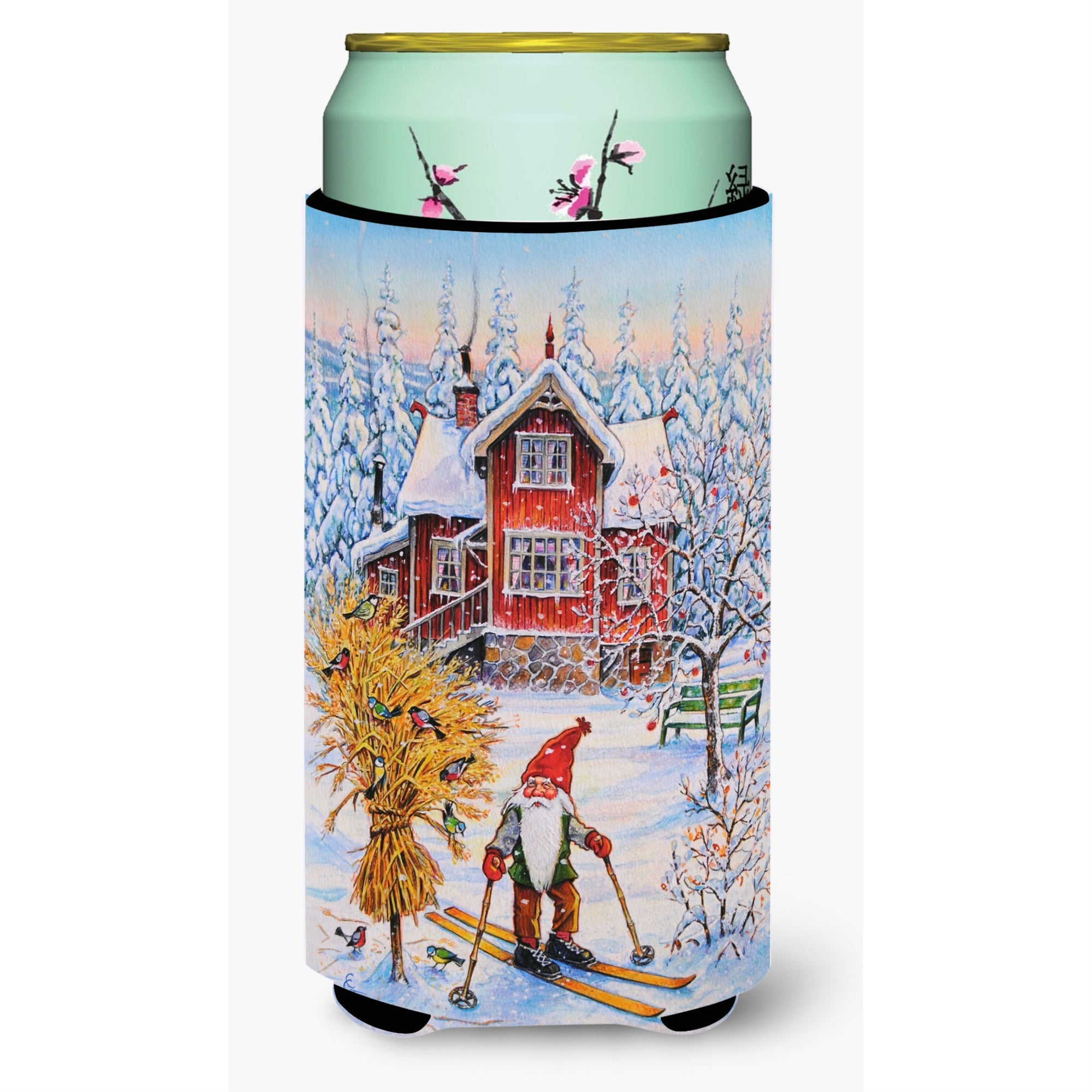 'Caroline'S Treasures Christmas Gnome Skiing Tall Boy Koozie Hugger, Multicolor''