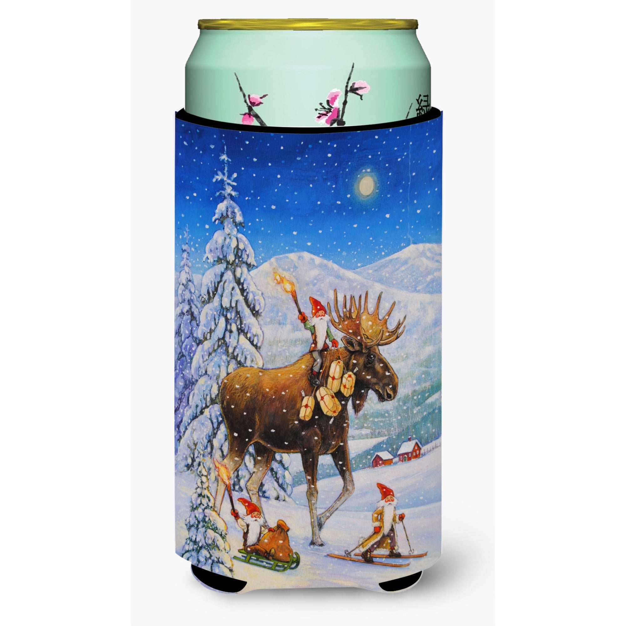 'Caroline'S Treasures Christmas Gnome Riding Reindeer Tall Boy Koozie Hugger, Multicolor''