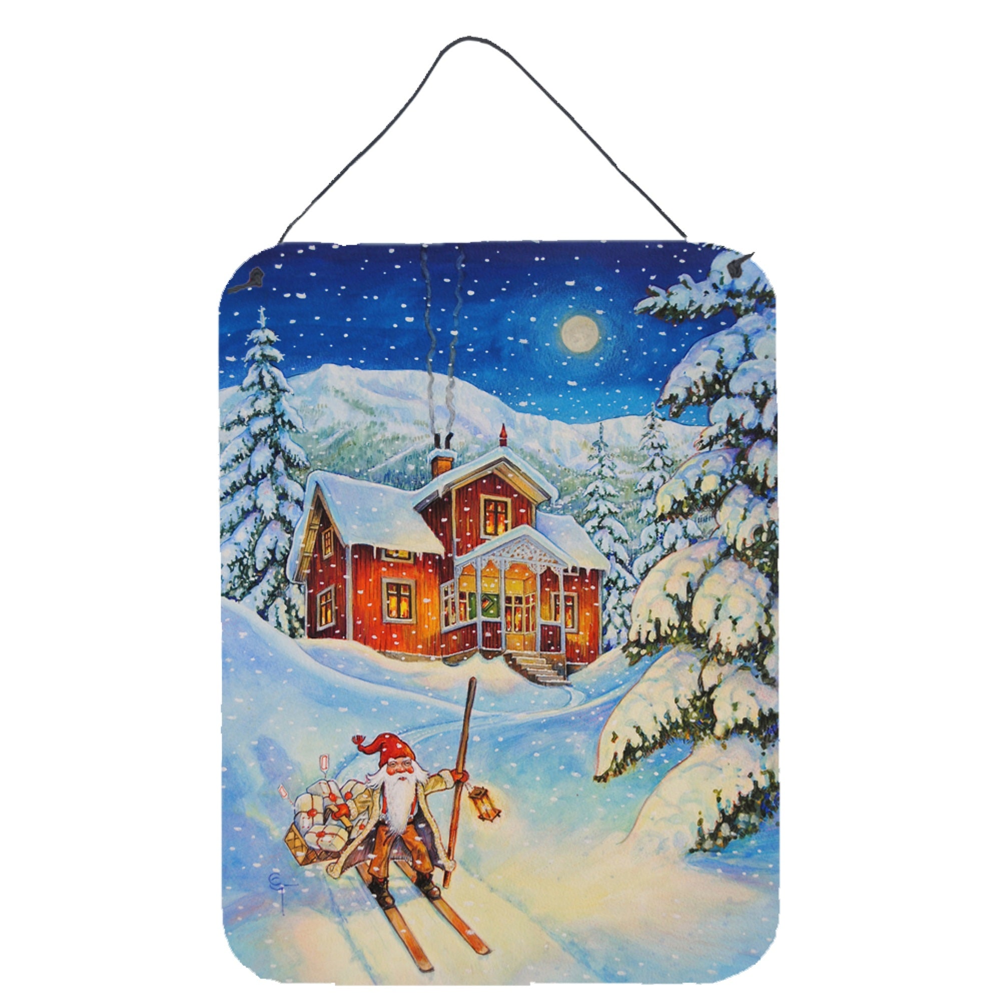 'Caroline'S Treasures Christmas Gnome Headed Out Wall Or Door Hanging Prints Acg0147Ds1216, 16Hx12W, Multicolor''