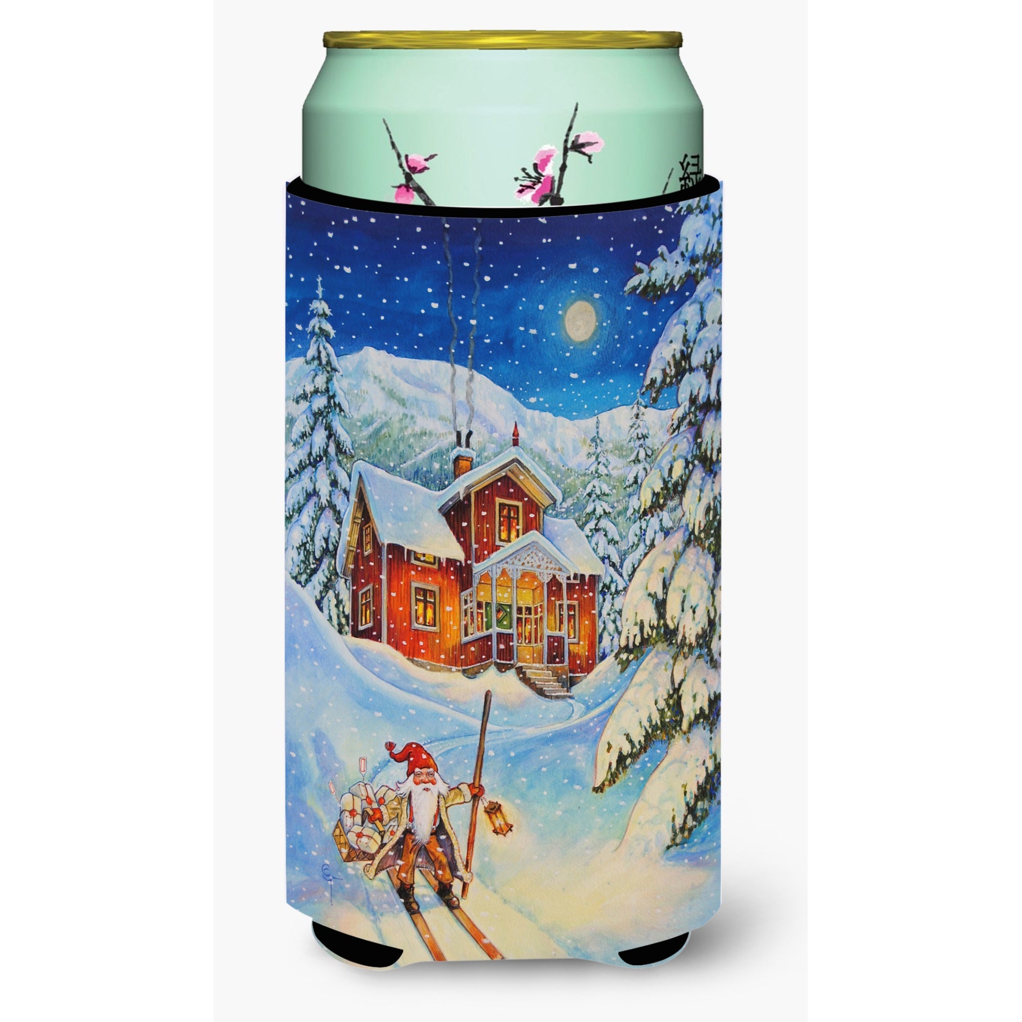 'Caroline'S Treasures Christmas Gnome Headed Out Tall Boy Koozie Hugger, Multicolor''