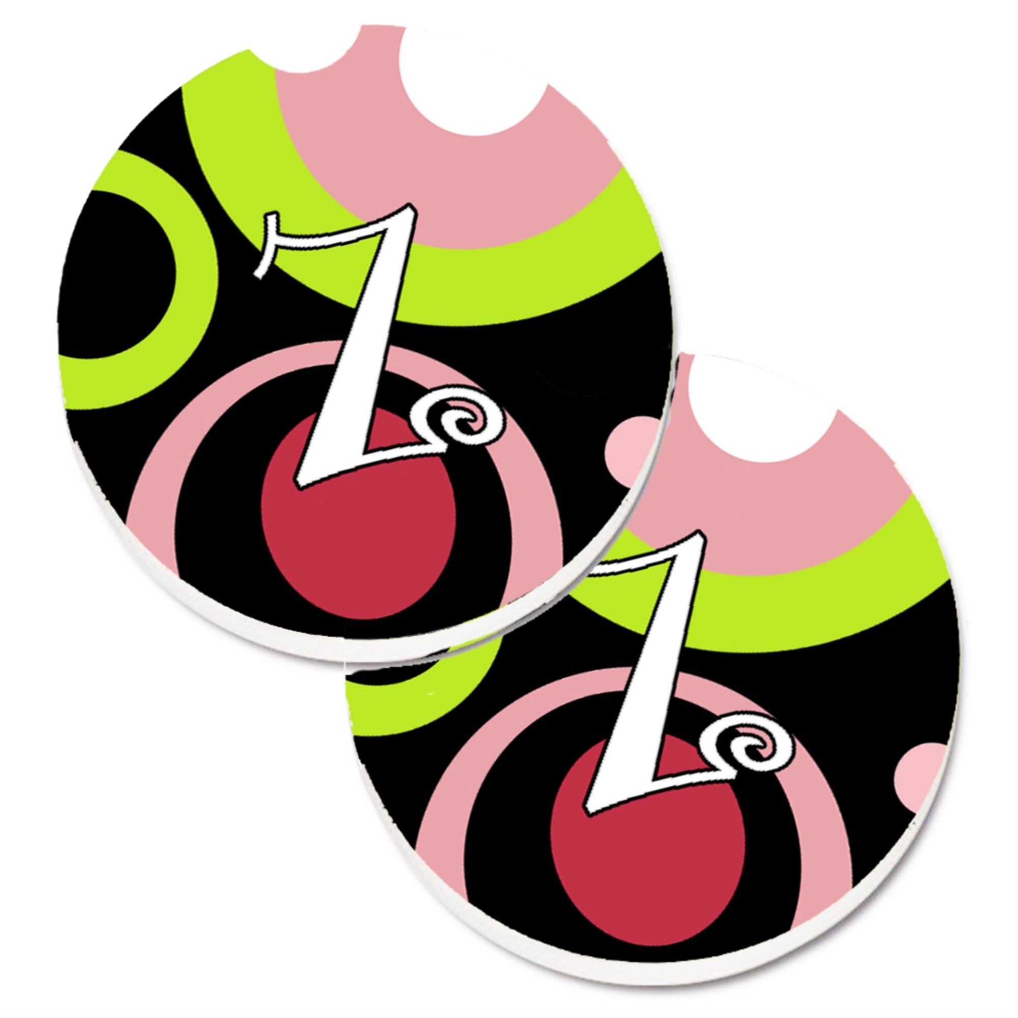 'Caroline'S Treasures Letter Z Monogram - Retro In Black Set Of 2 Cup Holder Car Coasters Am1002-Zcarc, 2.56, Multicolor''