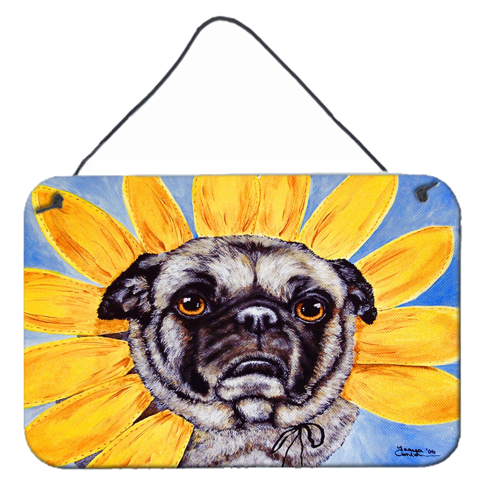 'Caroline'S Treasures Sunflower Pug Wall Or Door Hanging Prints Amb1058Ds812, 8''''H X 12''''W, Multicolor''