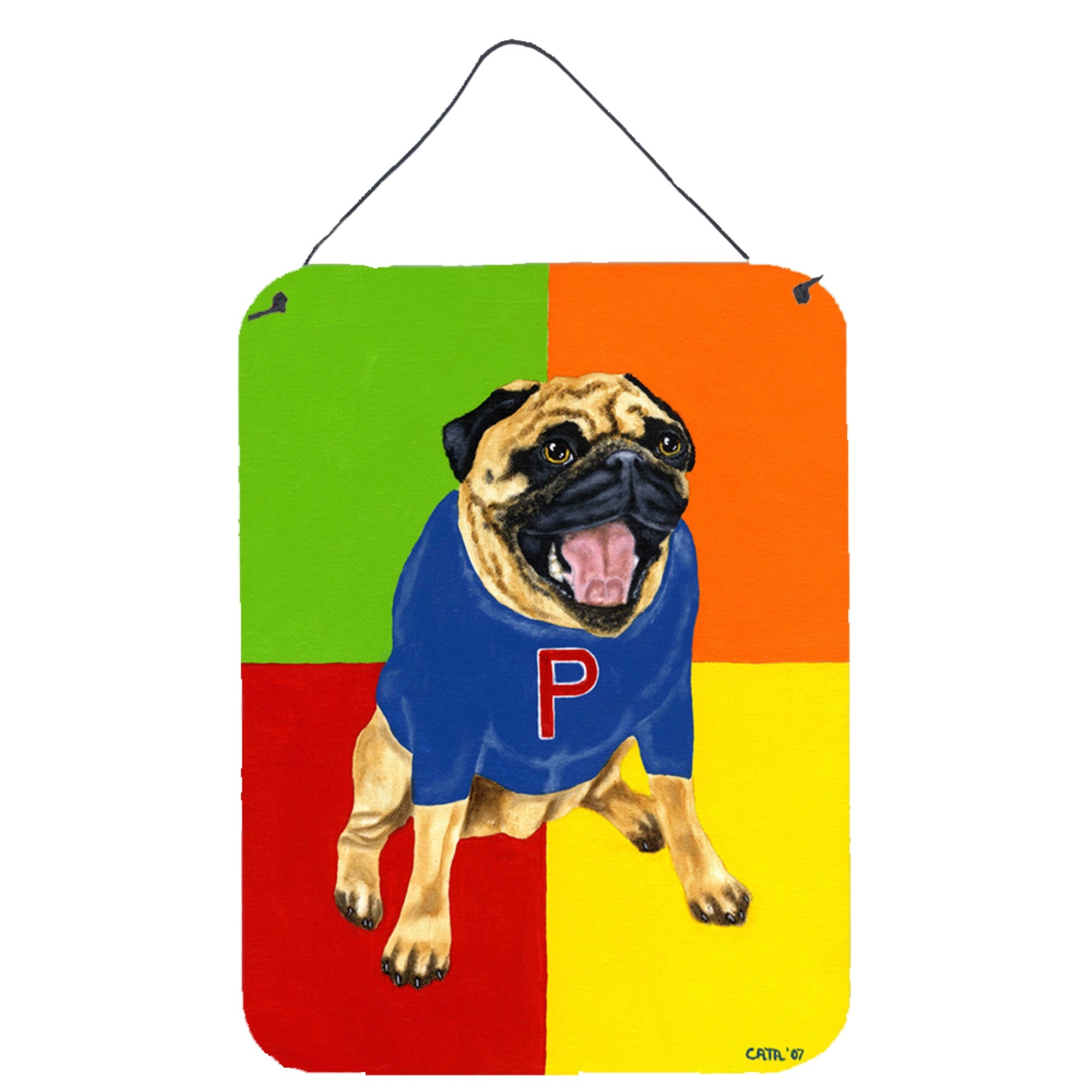 'Caroline'S Treasures Go Team Varsity Pug Wall Or Door Hanging Prints Amb1068Ds1216, 16Hx12W, Multicolor''