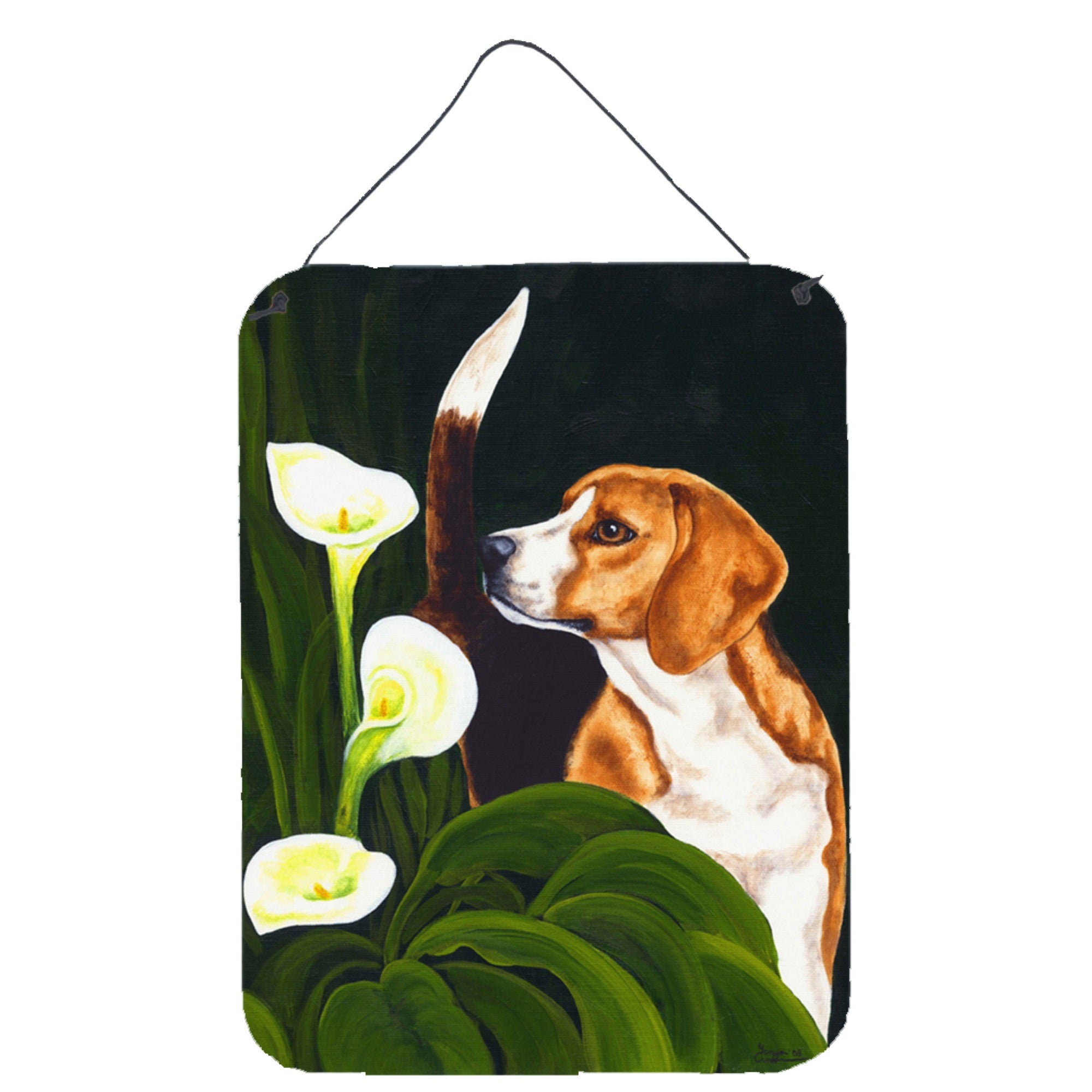 'Caroline'S Treasures Beagle Lillies Wall Or Door Hanging Prints Amb1077Ds1216, 16Hx12W, Multicolor''