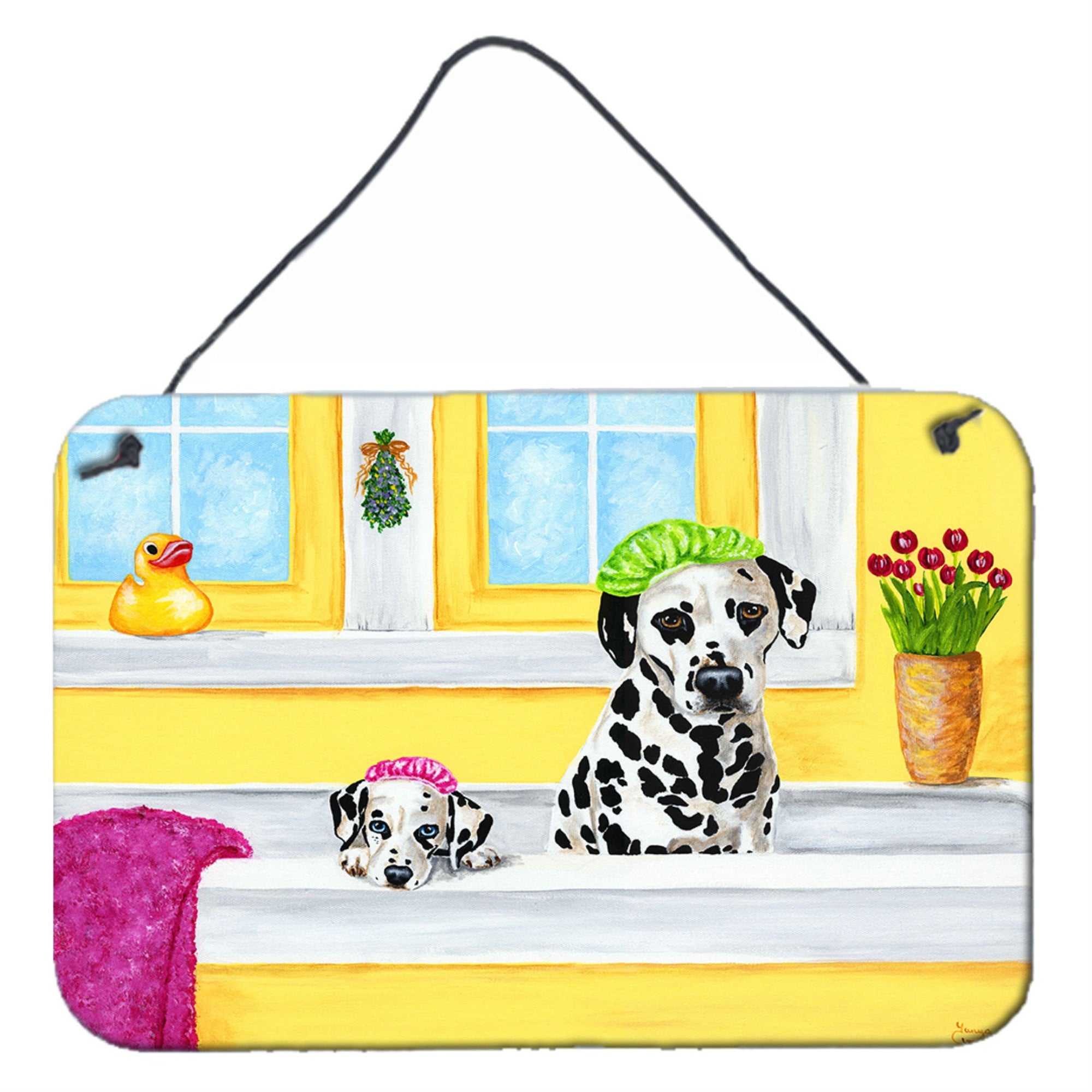 'Caroline'S Treasures Bath Day Dalmatian Wall Or Door Hanging Prints Amb1099Ds812, 8''''H X 12''''W, Multicolor''