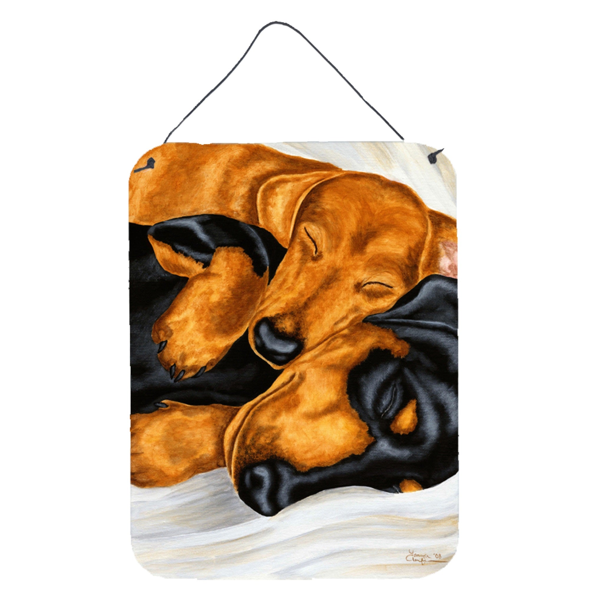 'Caroline'S Treasures Dachshund Snuggles Wall Or Door Hanging Prints Amb1110Ds1216, 16Hx12W, Multicolor''