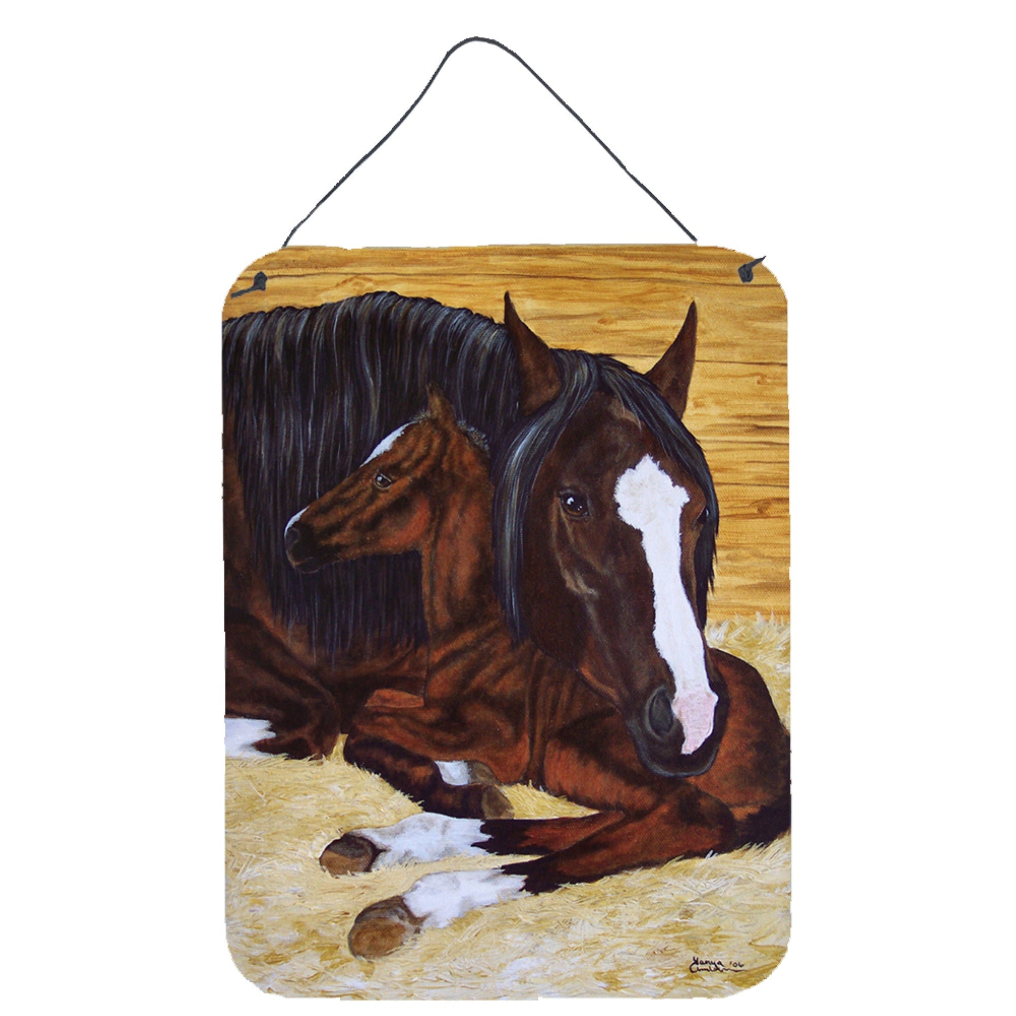 'Caroline'S Treasures Bay Mare Foal Horse Wall Or Door Hanging Prints Amb1236Ds1216, 16Hx12W, Multicolor''