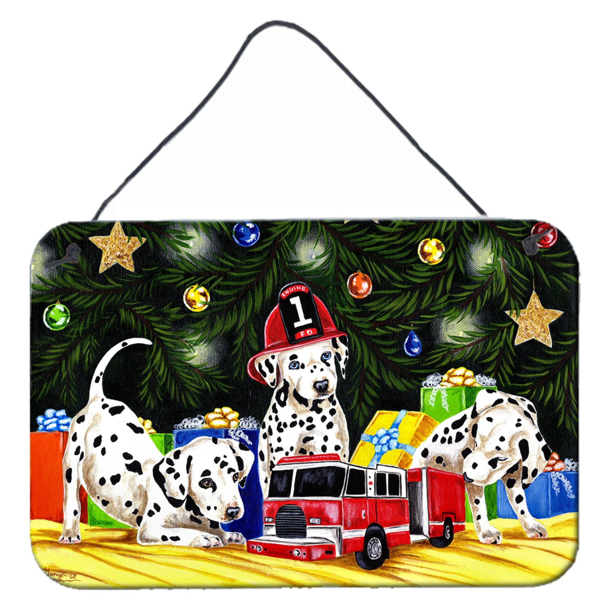 'Caroline'S Treasures Christmas Favorite Gift Dalmatian Wall Or Door Hanging Prints Amb1316Ds812, 8''''H X 12''''W, Multicolor'