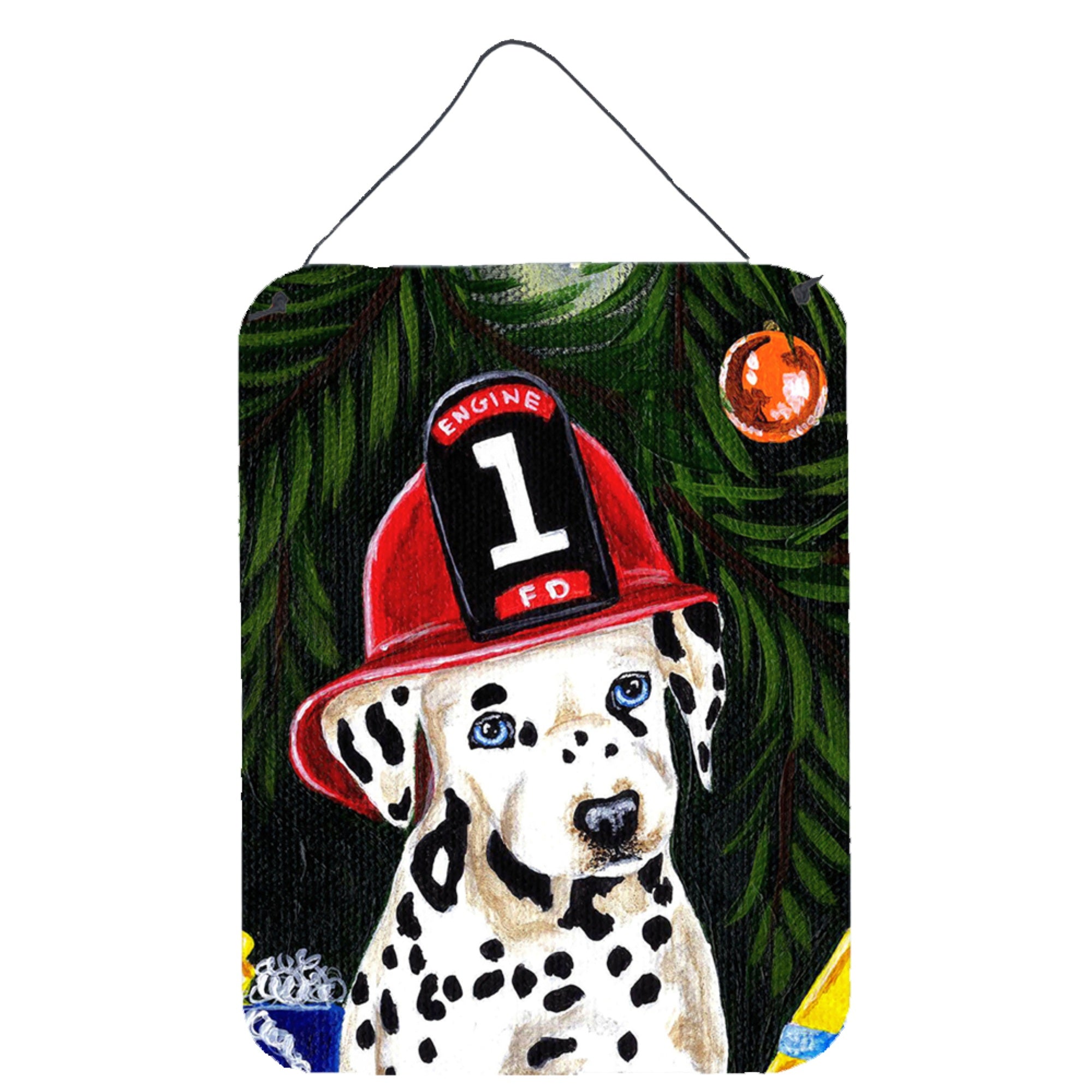'Caroline'S Treasures Fire Fighter Christmas Dalmatian Wall Or Door Hanging Prints Amb1317Ds1216, 16Hx12W, Multicolor''