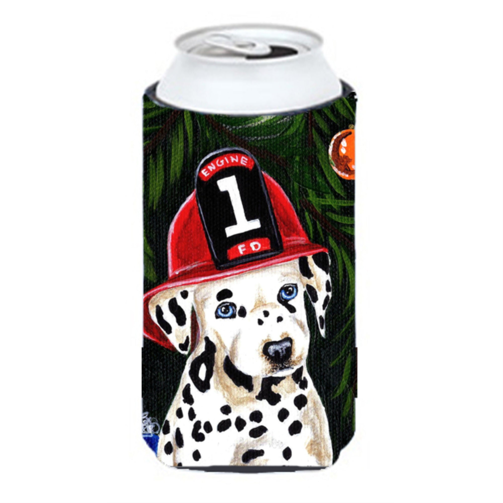 'Caroline'S Treasures Fire Fighter Christmas Dalmatian Tall Boy Koozie Hugger, Multicolor''