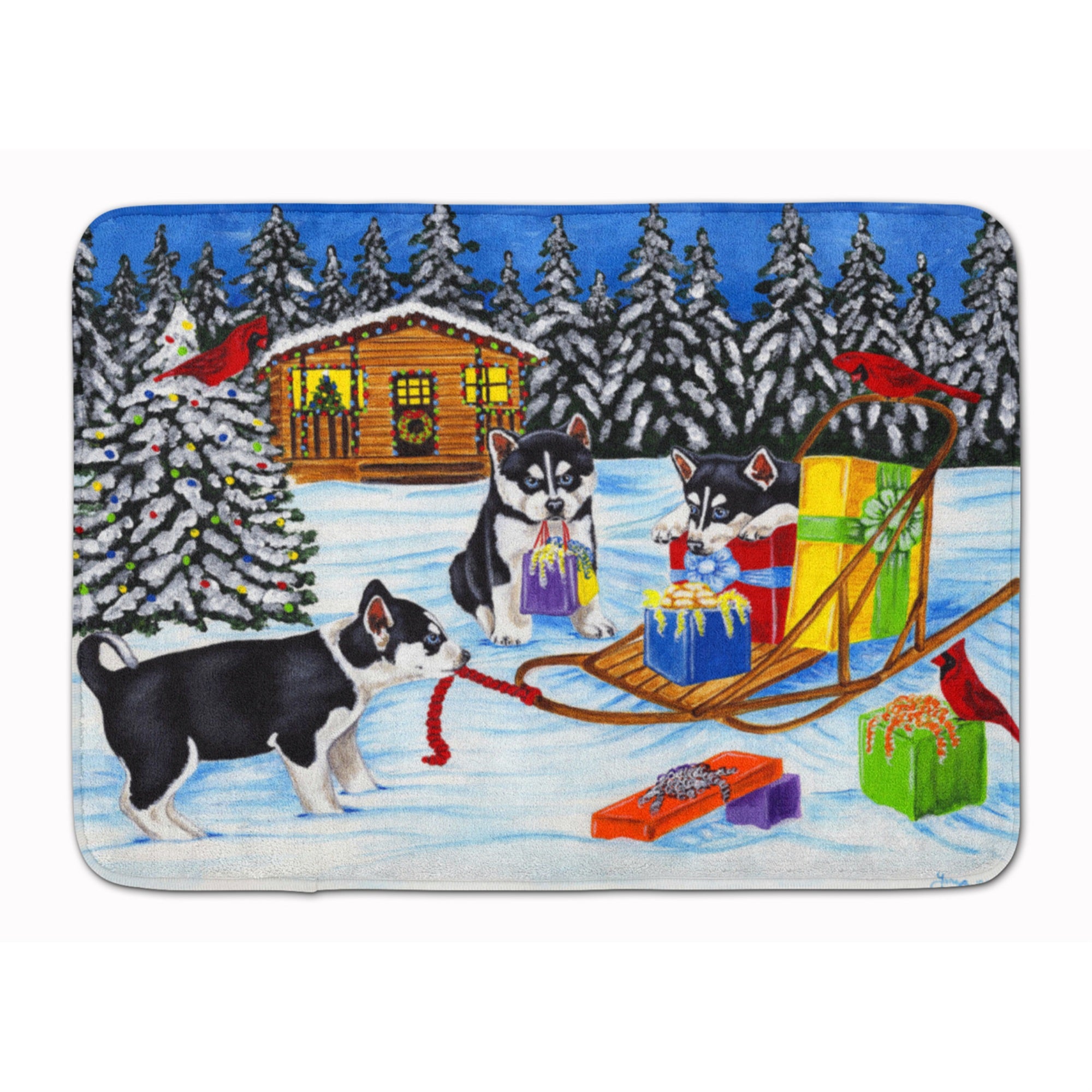 'Caroline'S Treasures Christmas Mush Siberian Husky Floor Mat, 19'''' X 27'''', Multicolor''