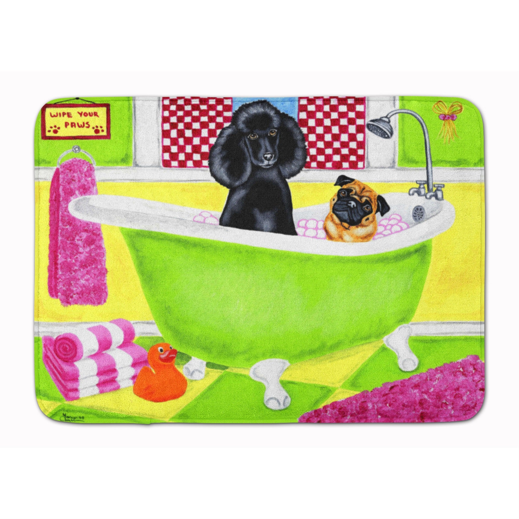 'Caroline'S Treasures Tub For Two With Poodle And Pug Floor Mat, 19'''' X 27'''', Multicolor''