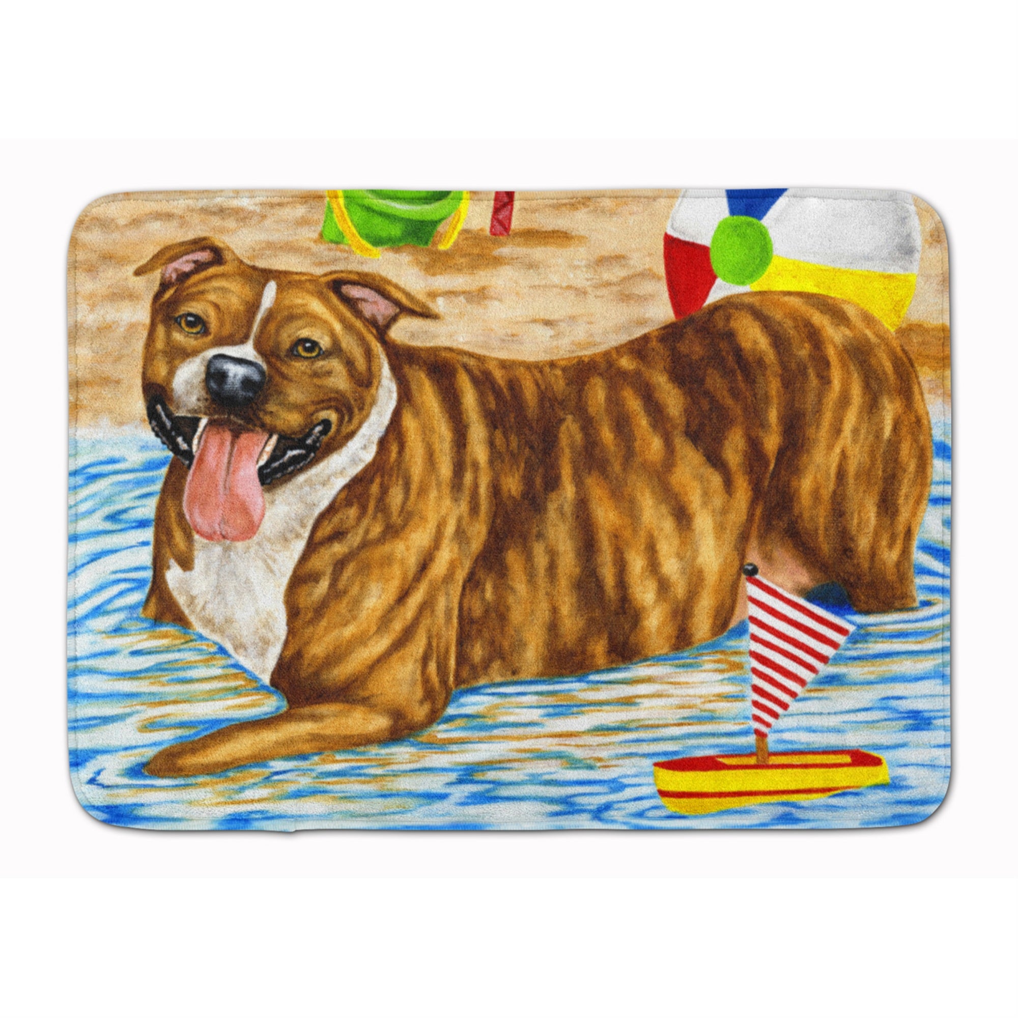 'Caroline'S Treasures Beach Bum Staffie Floor Mat, 19'''' X 27'''', Multicolor''