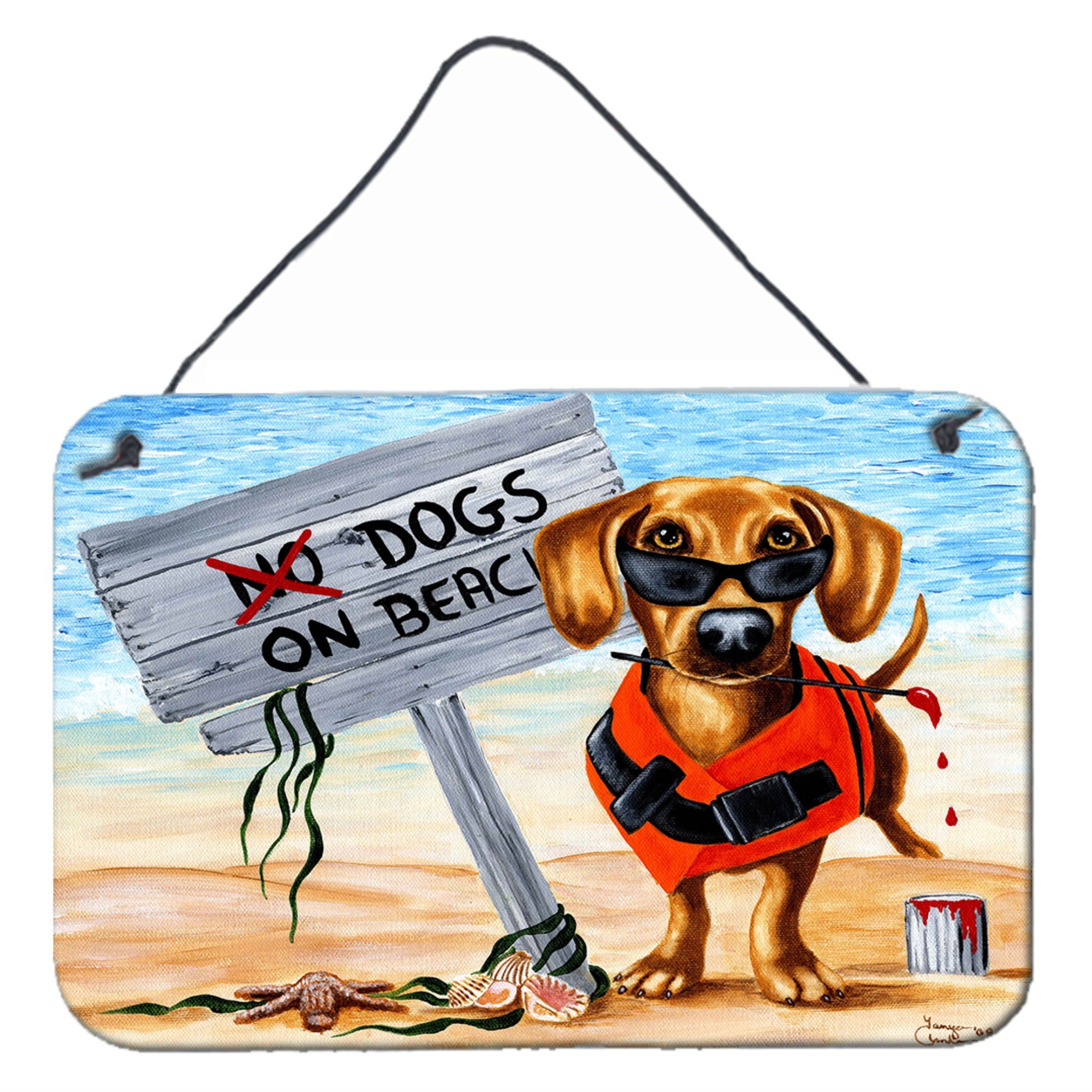 'Caroline'S Treasures The Dog Beach Dachshund Wall Or Door Hanging Prints Amb1341Ds812, 8'''' H X 12'''' W, Multicolor''