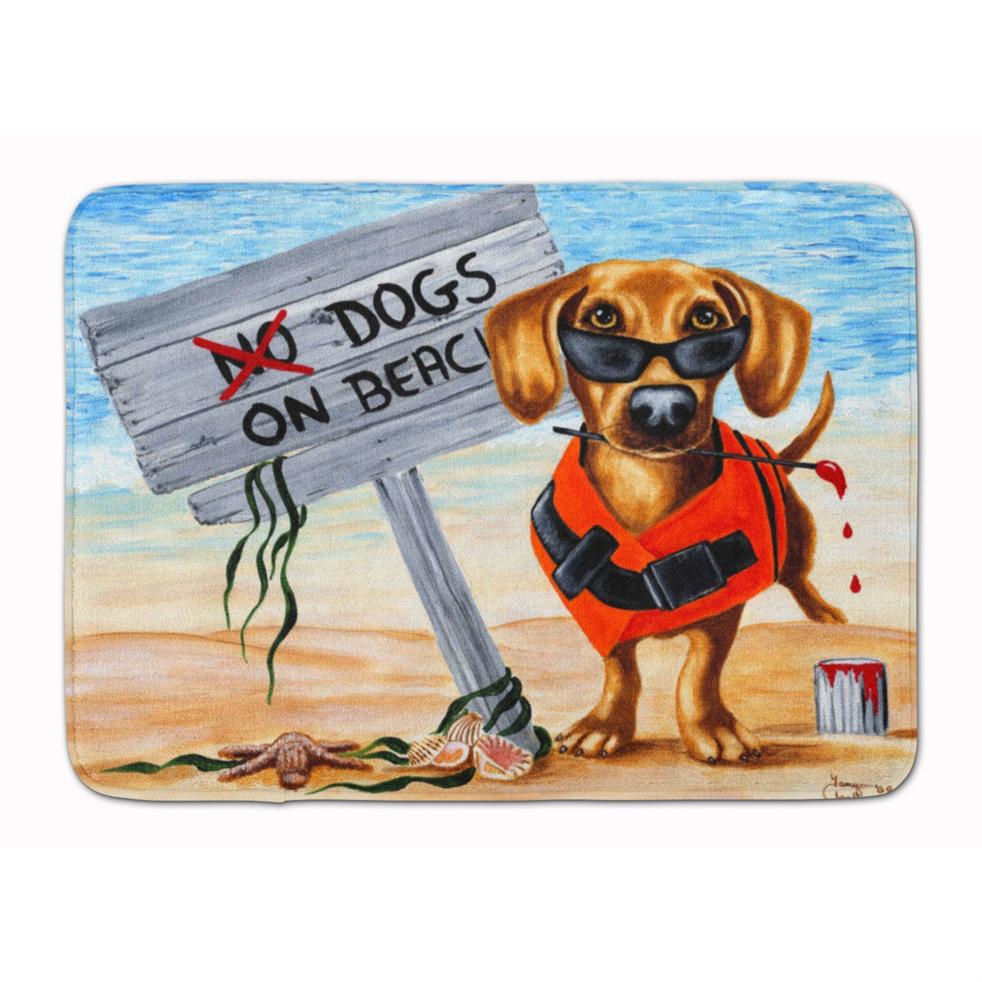 'Caroline'S Treasures Dog Beach Dachshund Floor Mat, 19'''' X 27'''', Multicolor''