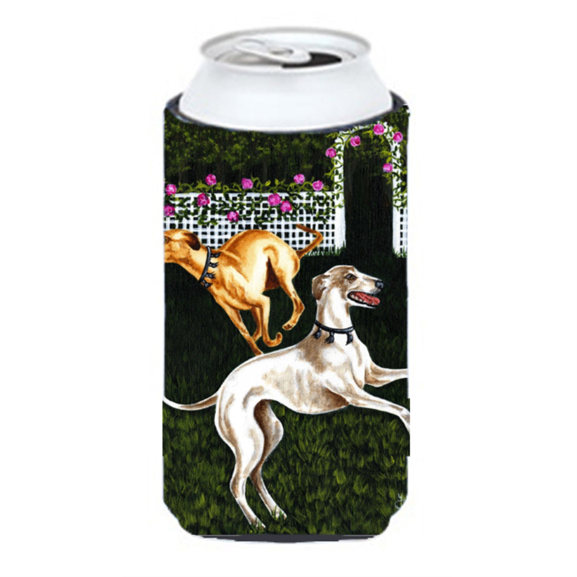 'Caroline'S Treasures Rose Garden Frolic Greyhounds Tall Boy Koozie Hugger, Multicolor''
