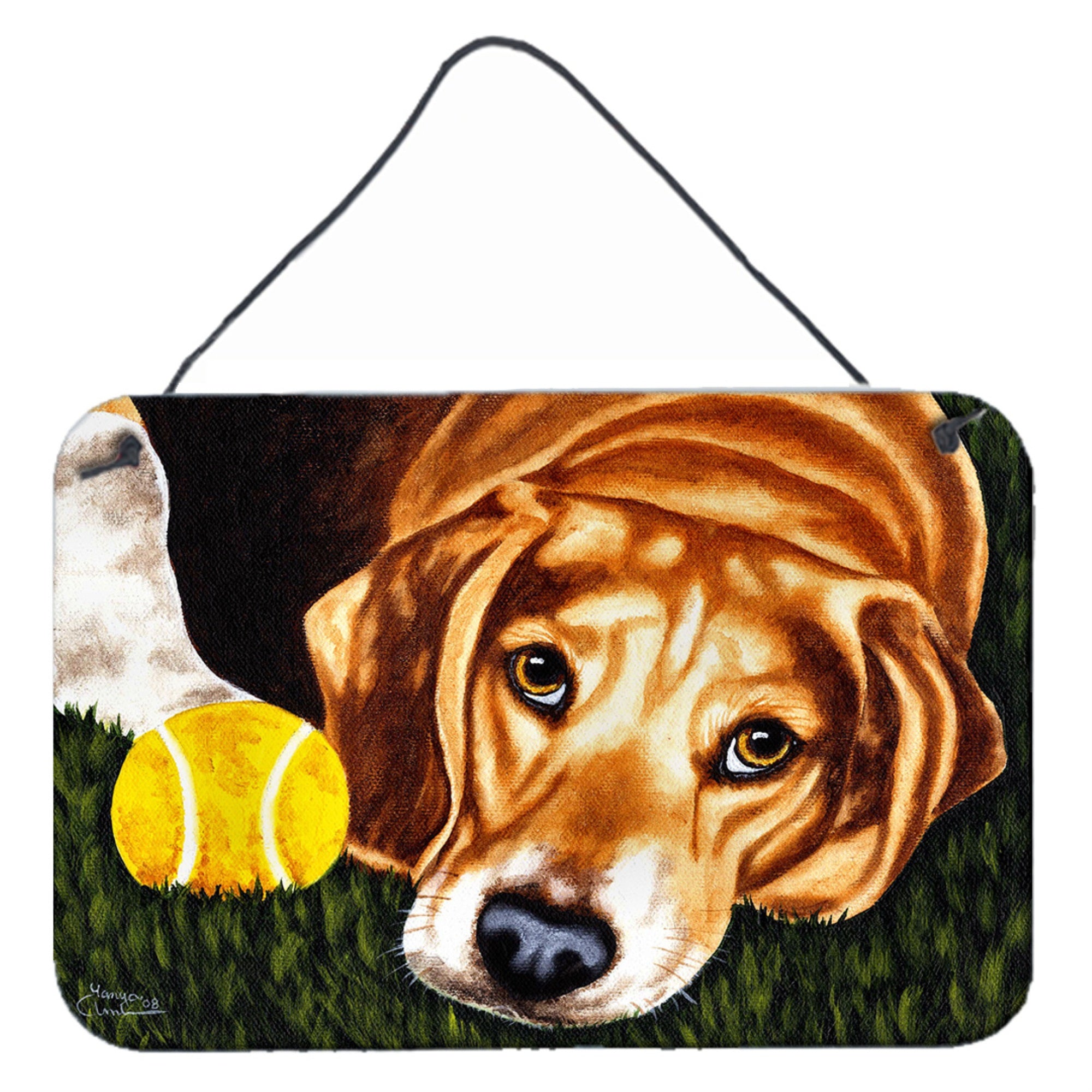 'Caroline'S Treasures Have Ball Will Travel Beagle Wall Or Door Hanging Prints Amb1358Ds812, 8'''' H X 12'''' W, Multicolor''