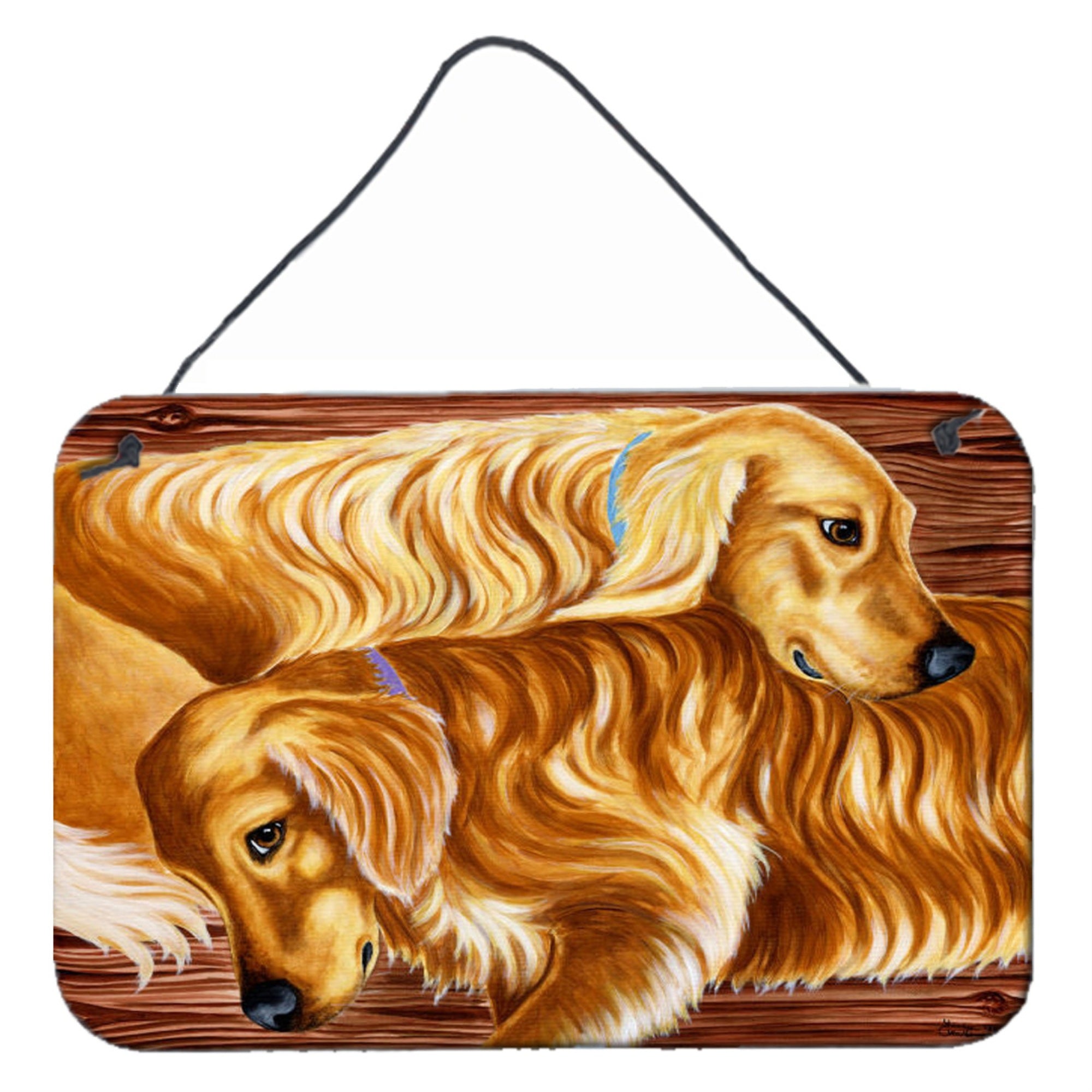 'Caroline'S Treasures Zeus And Chloie The Golden Retrievers Wall Or Door Hanging Prints Amb1387Ds812, 8''''H X 12''''W, Multico