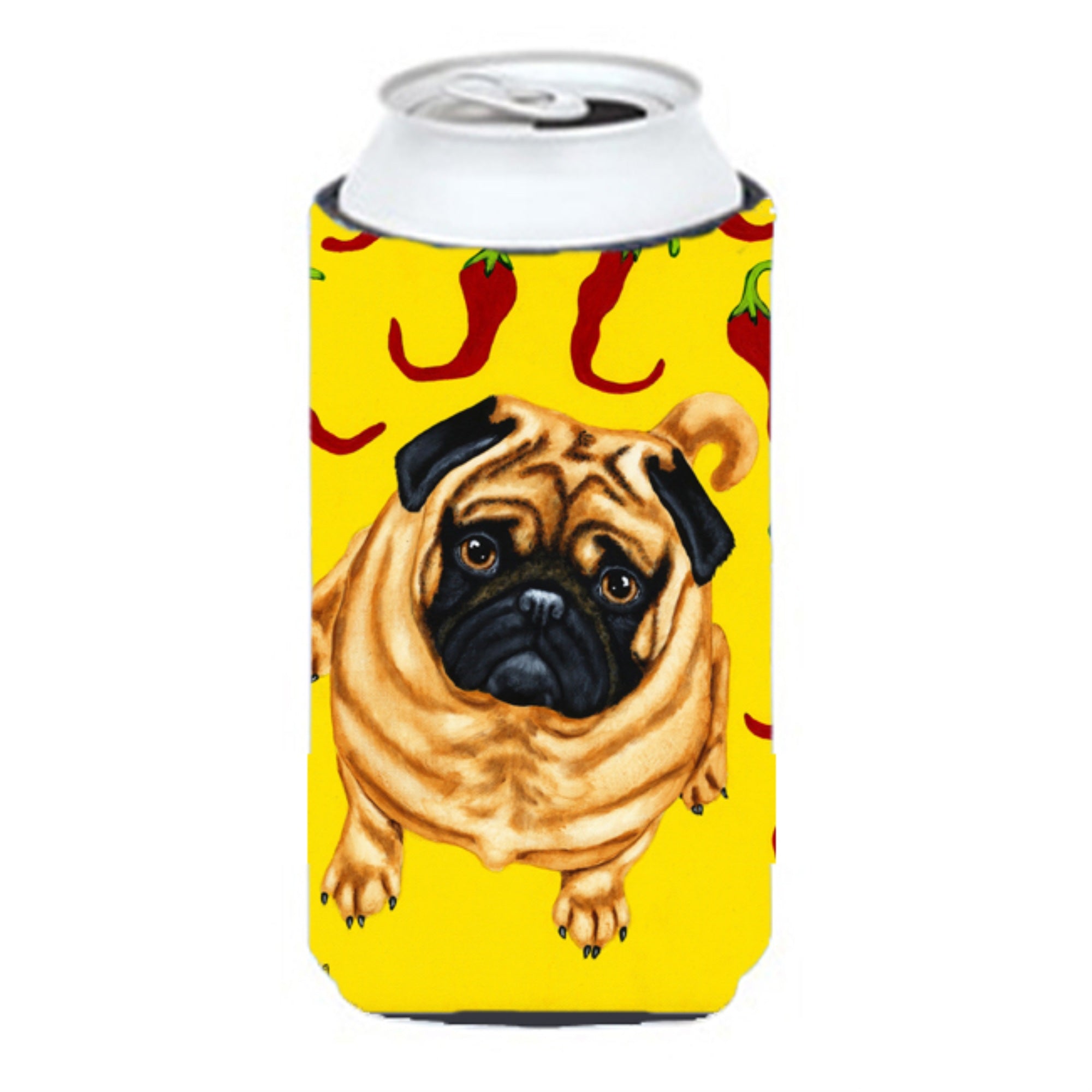 'Caroline'S Treasures Pick A Pepper Pug Tall Boy Koozie Hugger, Multicolor''