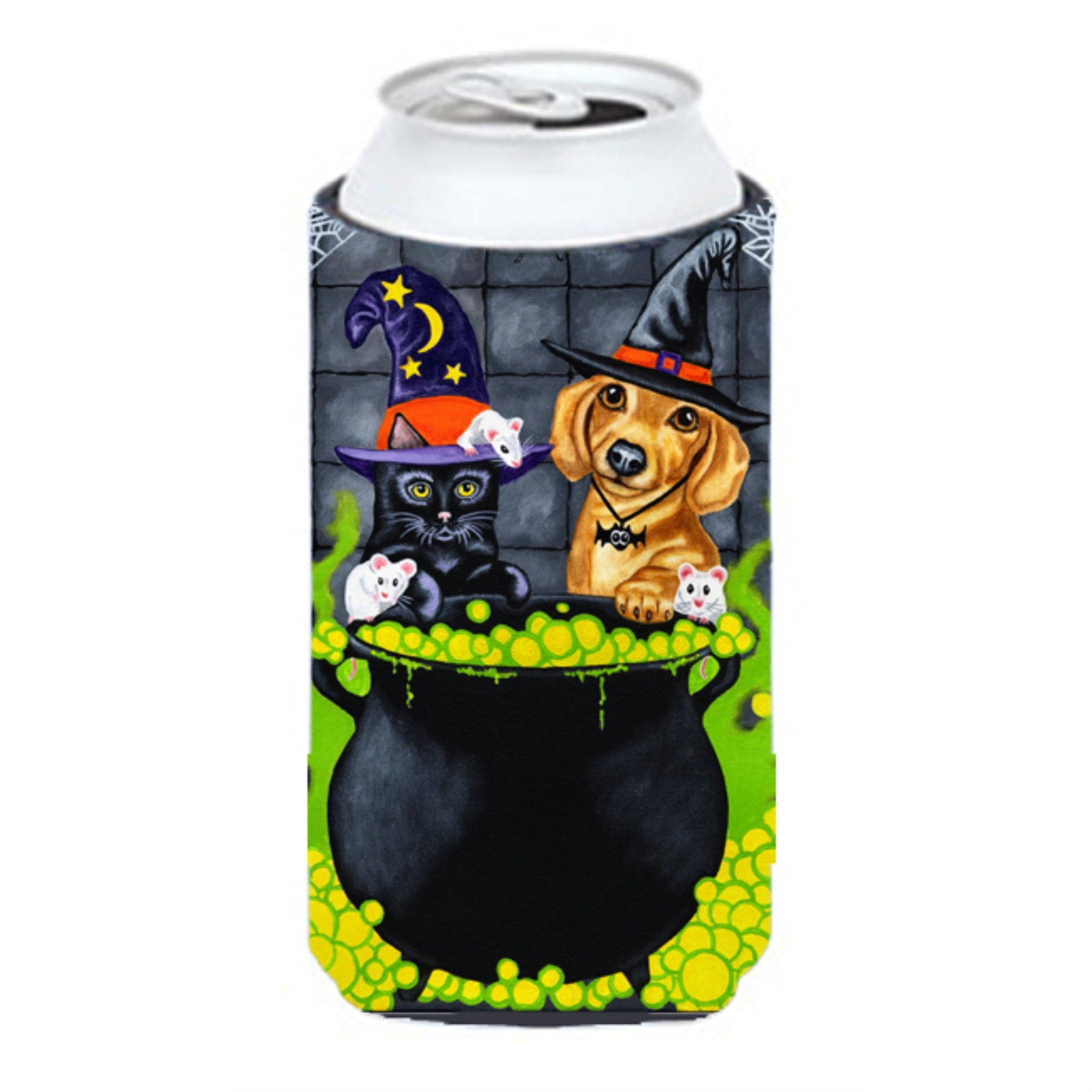 'Caroline'S Treasures Brewing Up Trouble Halloween Dachshund Tall Boy Koozie Hugger, Multicolor''