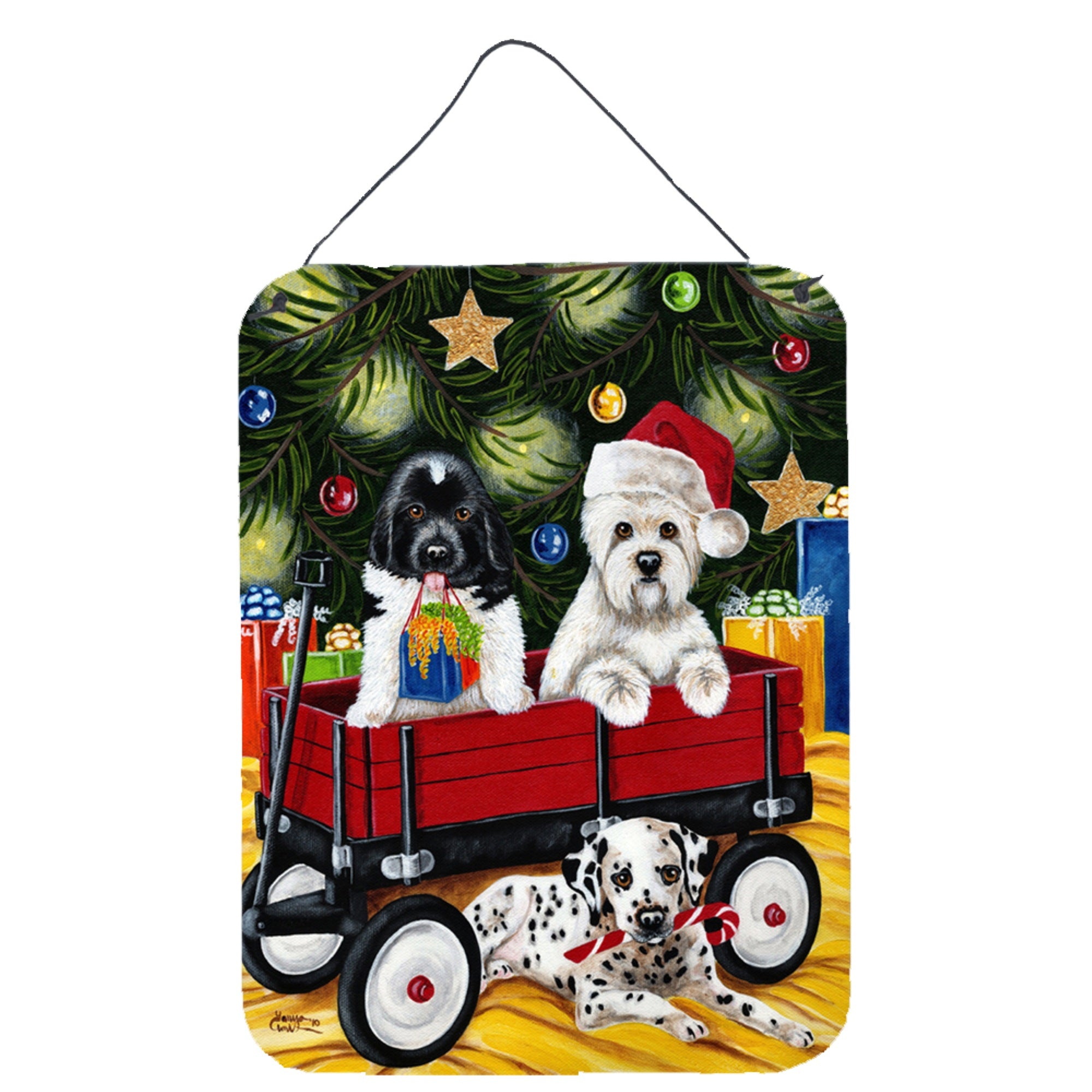 'Caroline'S Treasures Christmas Westie, Newfoundland, Dalmatian Wall Or Door Hanging Prints Amb1445Ds1216, 16Hx12W, Multicolor'