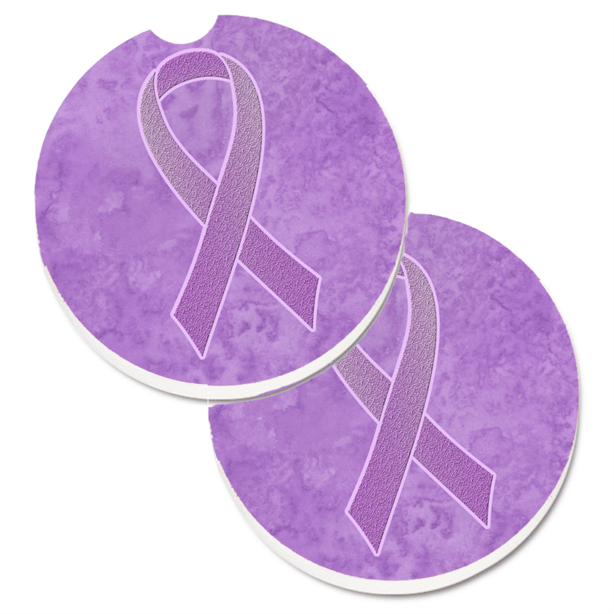 'Caroline'S Treasures Lavender Ribbon For All Cancer Awareness Set Of 2 Cup Holder Car Coasters An1200Carc, 2.56, Multicolor''