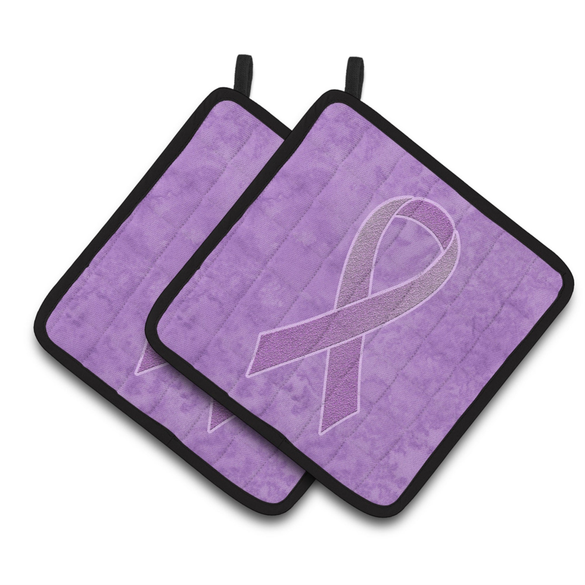 'Caroline'S Treasures Lavender Ribbon For All Cancer Awareness Pair Of Pot Holders An1200Pthd, 7.5Hx7.5W, Multicolor''