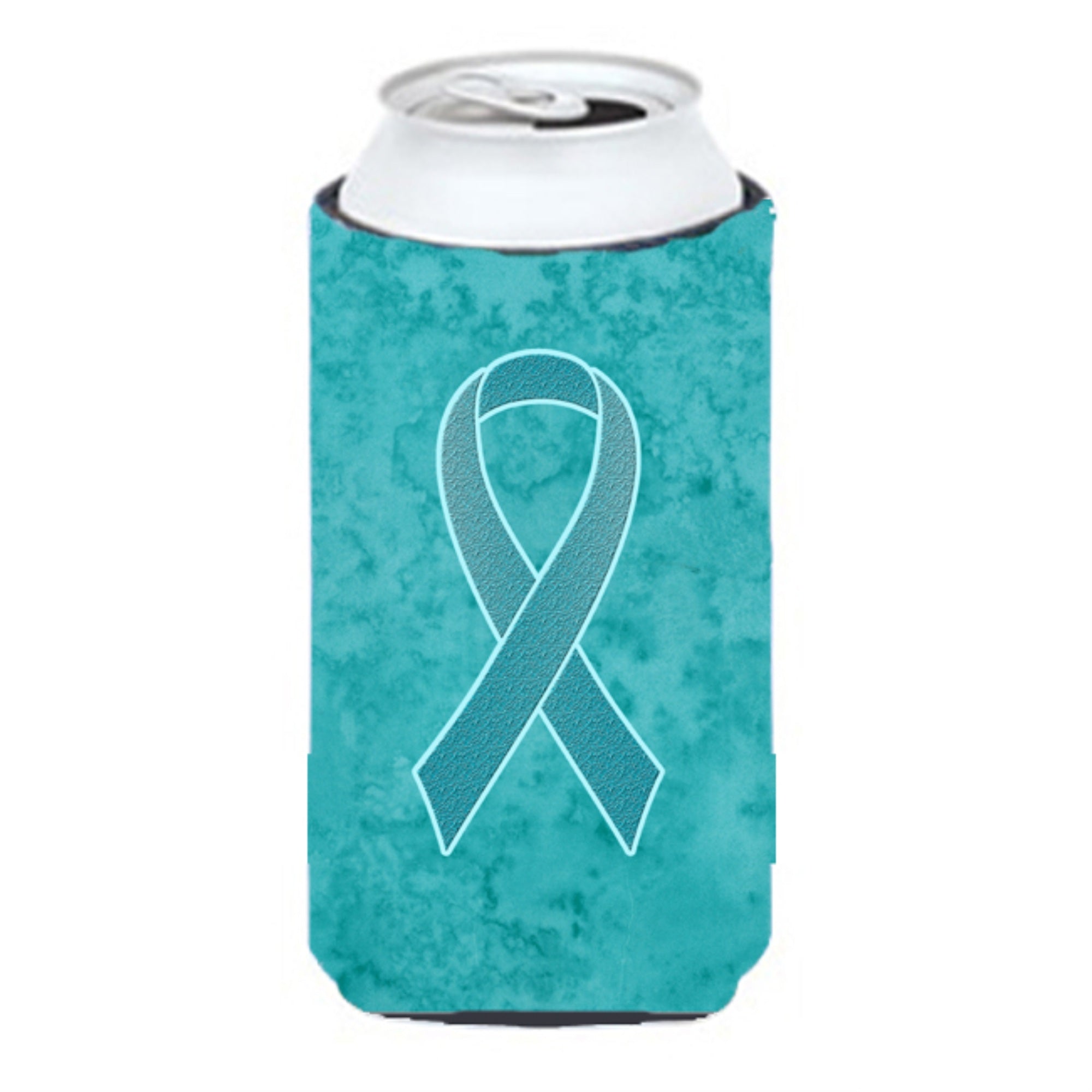 Teal Ribbon For Ovarian Cancer Awareness Tall Boy Beverage Insulator Hugger An1201Tbc