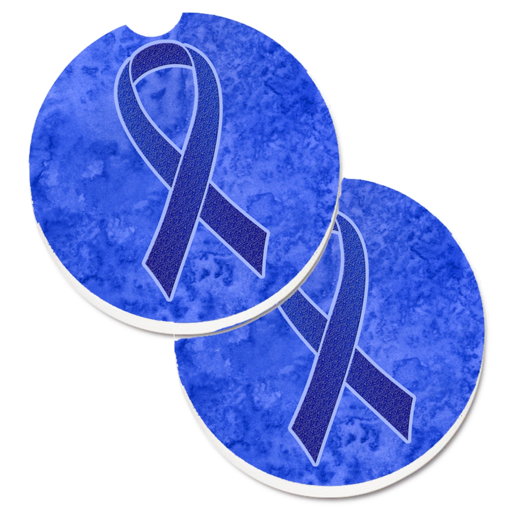 'Caroline'S Treasures Dark Blue Ribbon For Colon Cancer Awareness Set Of 2 Cup Holder Car Coasters An1202Carc, 2.56, Multicolor