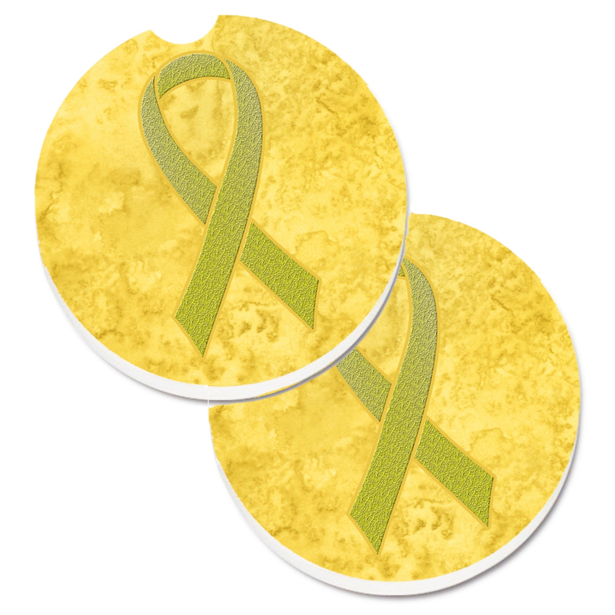 'Caroline'S Treasures Yellow Ribbon For Sarcoma, Bone Or Bladder Cancer Awareness Set Of 2 Cup Holder Car Coasters An1203Carc,