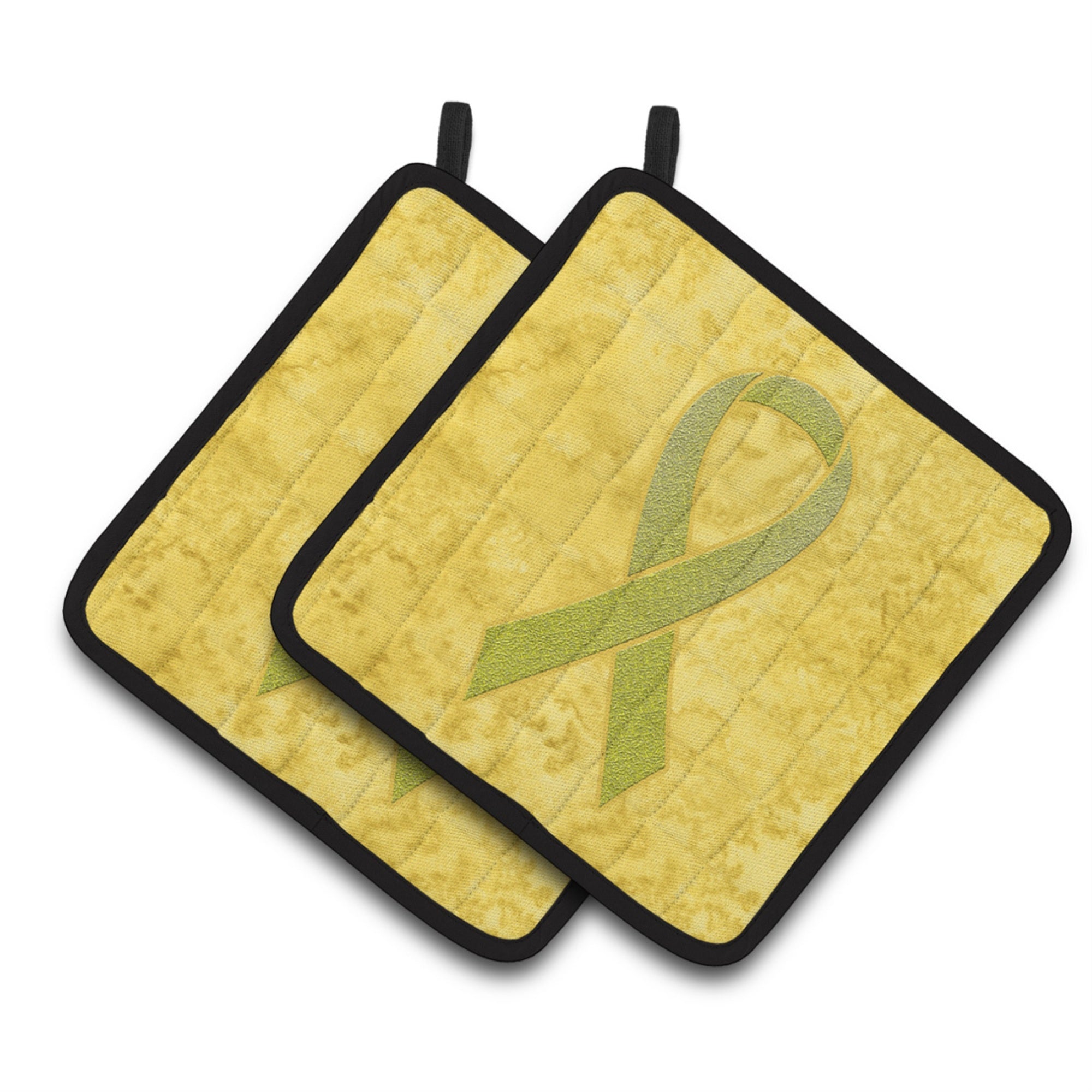 'Caroline'S Treasures Yellow Ribbon For Sarcoma, Bone Or Bladder Cancer Awareness Pair Of Pot Holders An1203Pthd, 7.5Hx7.5W, Mu